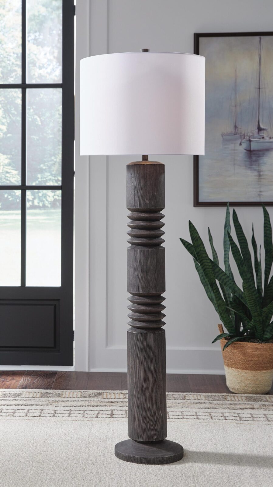 Fainwell - Poly Floor Lamp - Distressed Black - Image 2