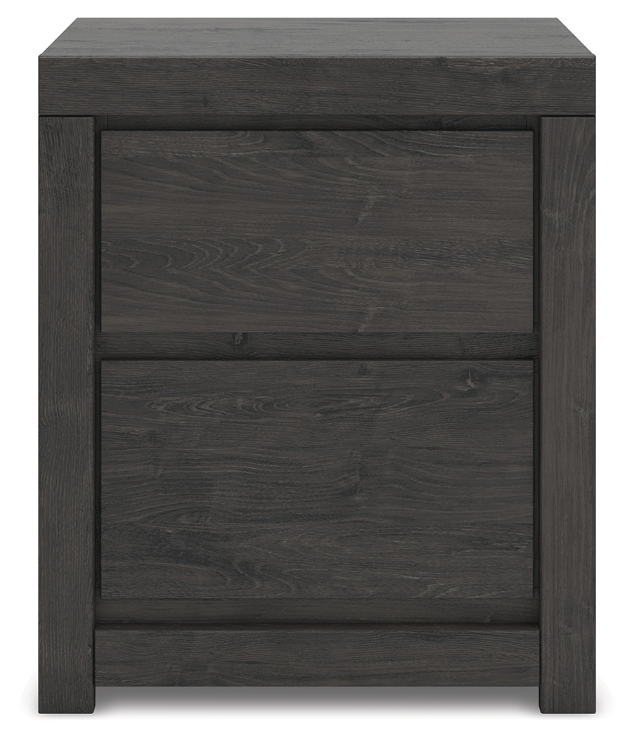 Fraluna - Two Drawer Night Stand - Charcoal - Image 5