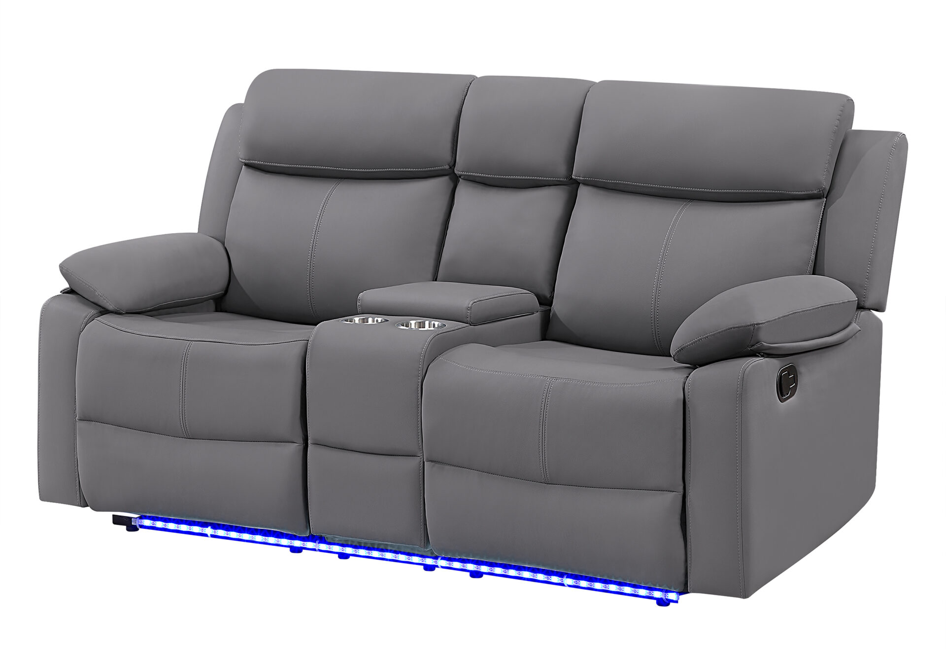 U6026 - 46A Console Reclining Loveseat With LED And Speaker - Gray - Image 2
