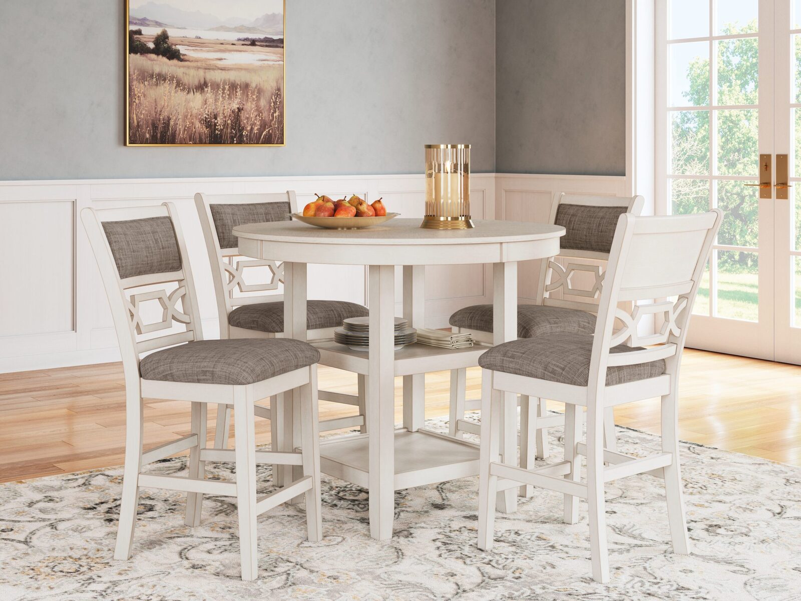 Erinberg - Dining Room Counter Table Set (Set of 5) - Antique White - Image 2