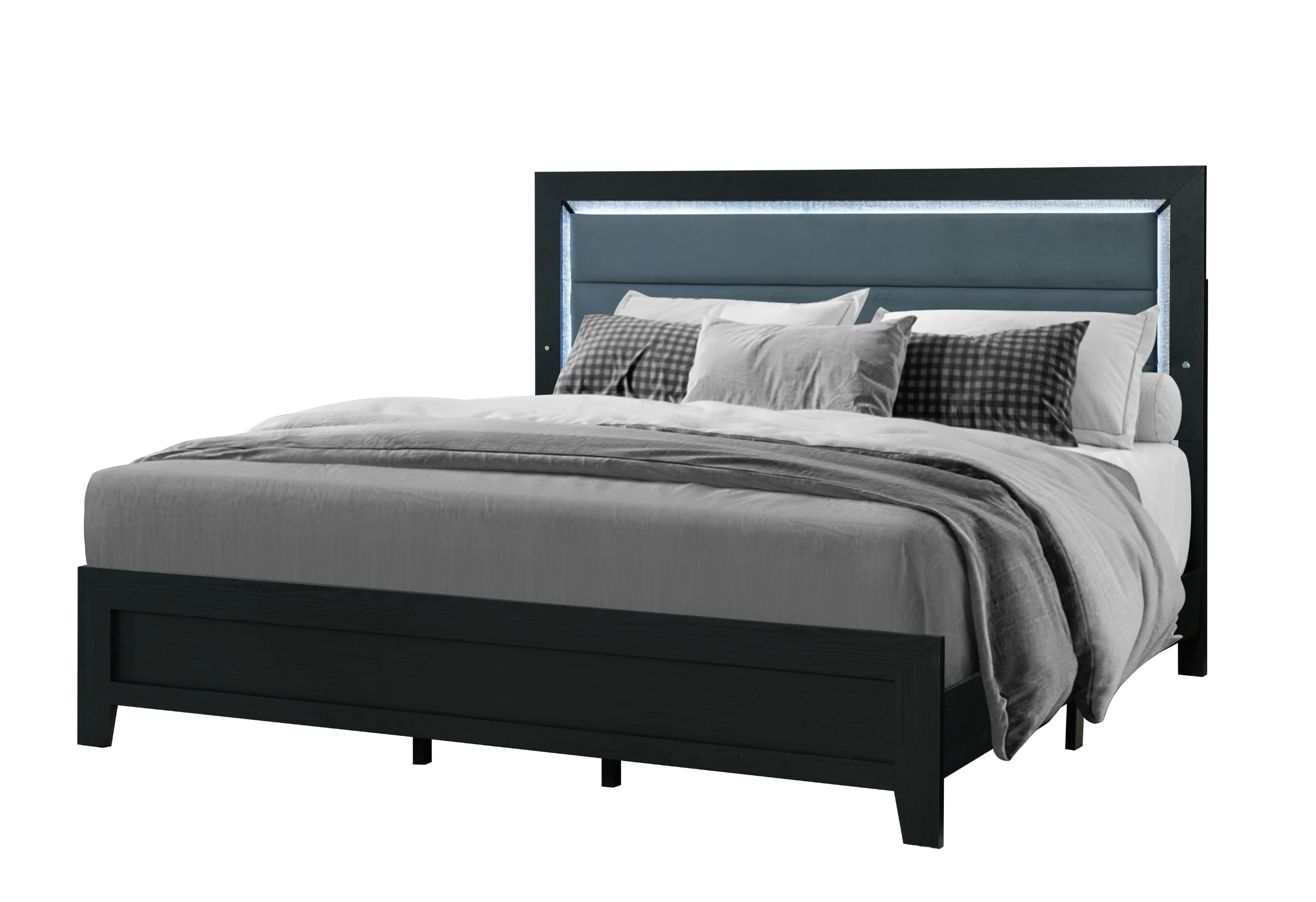 Reid - Bed With LED - Black - Image 2