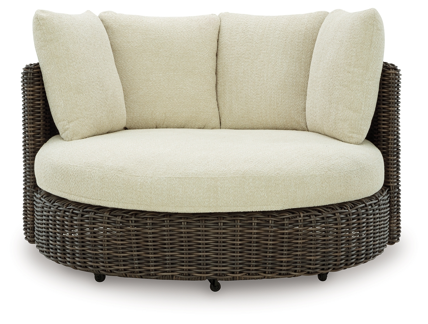 Kimora - Swivel Lounge Chair With Cushion - Beige / Dark Brown - Image 3