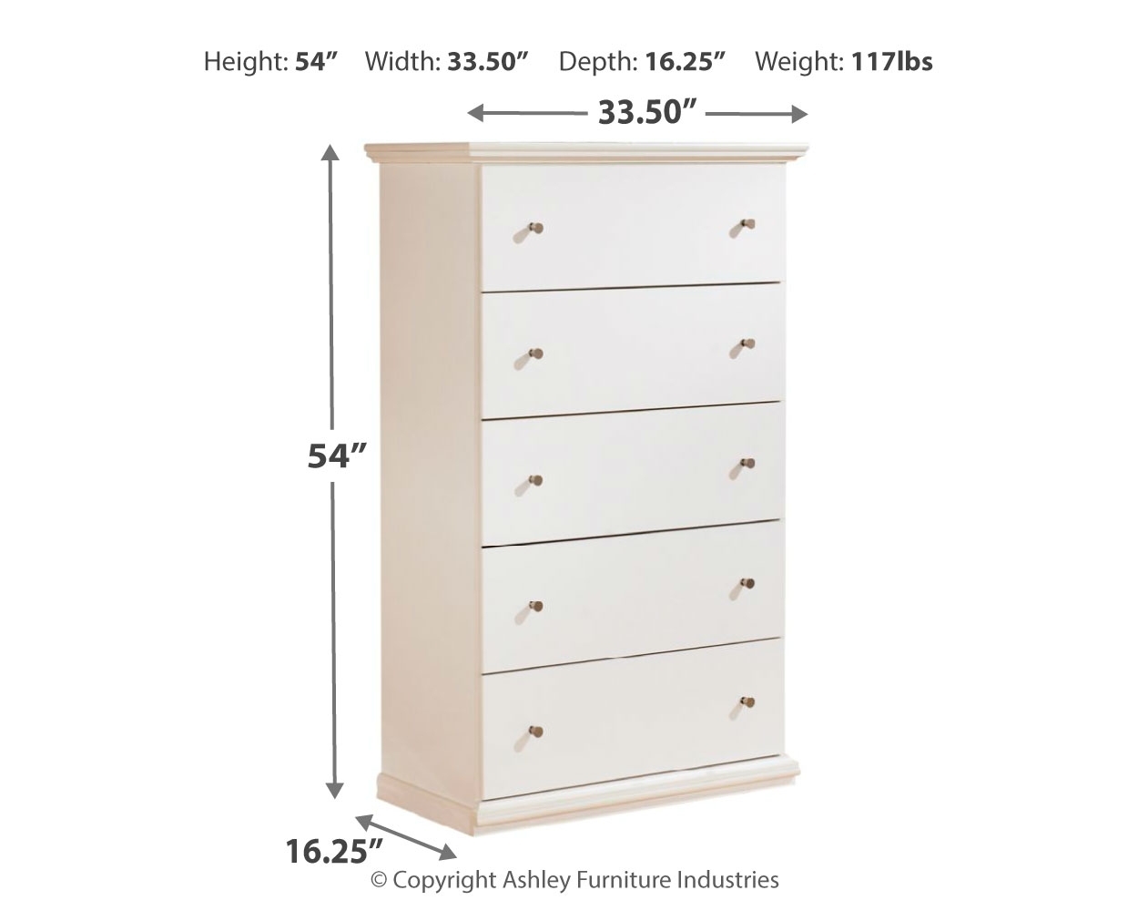 Bostwick Shoals - Five Drawer Chest - White - Image 4