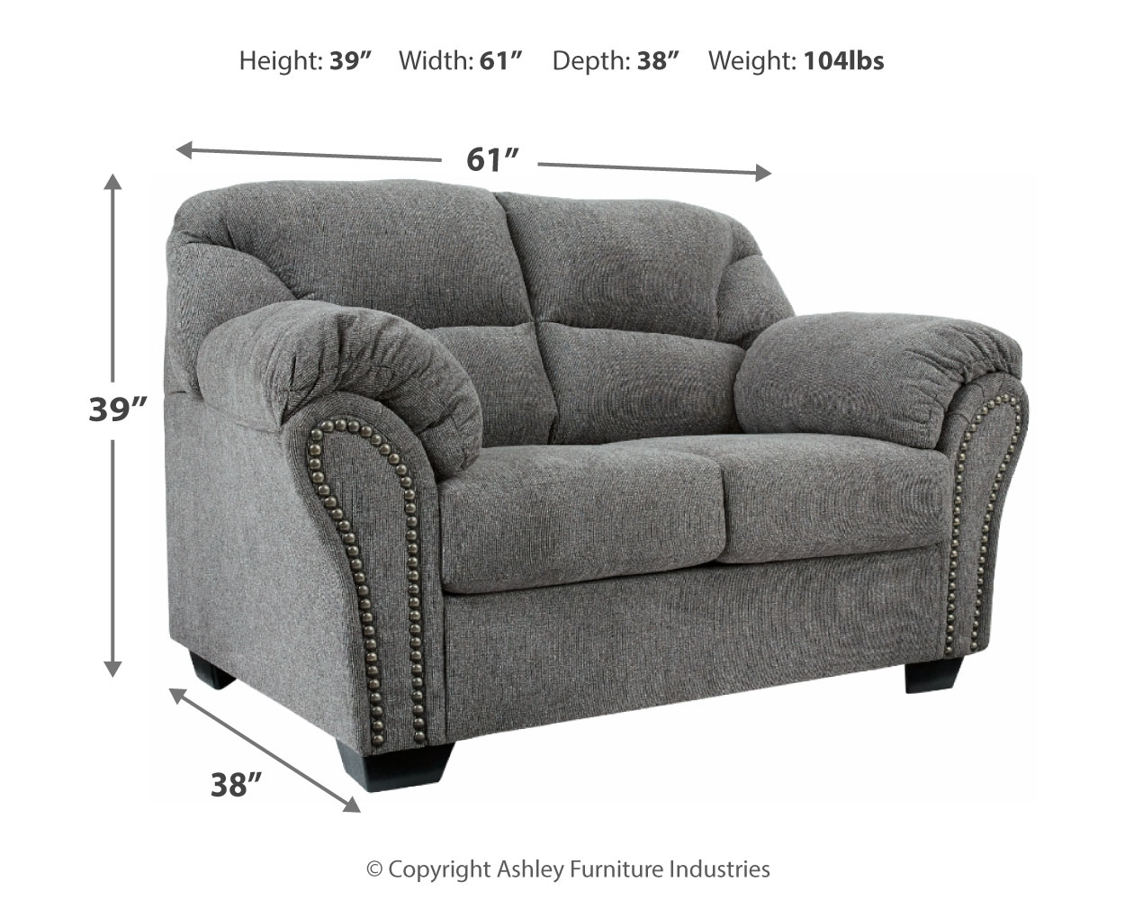 Allmaxx - Loveseat - Pewter - Image 4