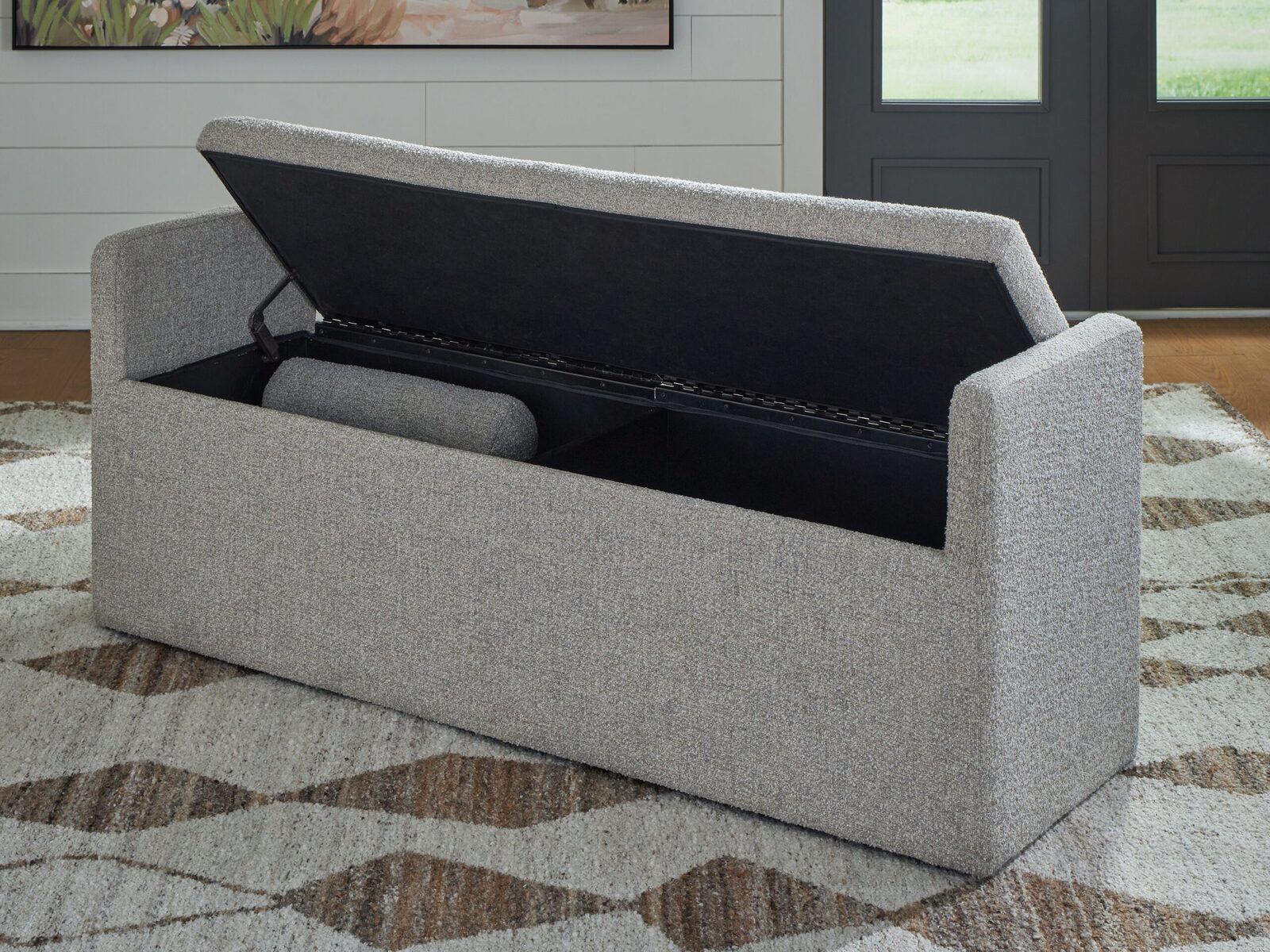 Galliden - Large Upholstered Dining Room Bench - Beige - Image 6