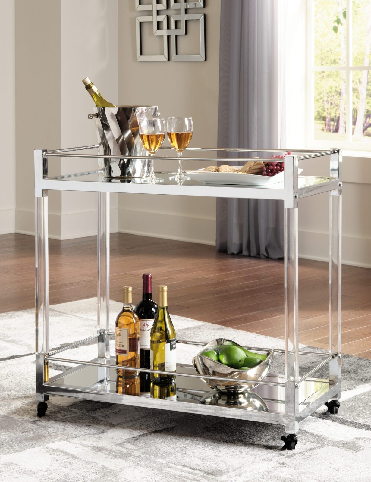 Chaseton - Bar Cart - Clear / Silver Finish - Image 2