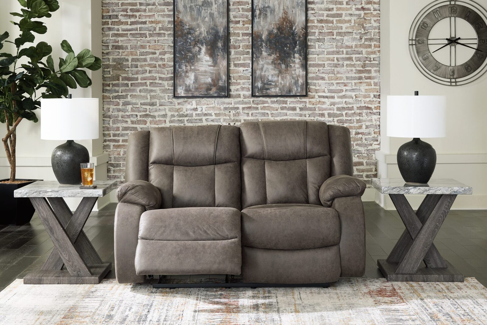 First Base - Reclining Loveseat - Gunmetal - Image 7