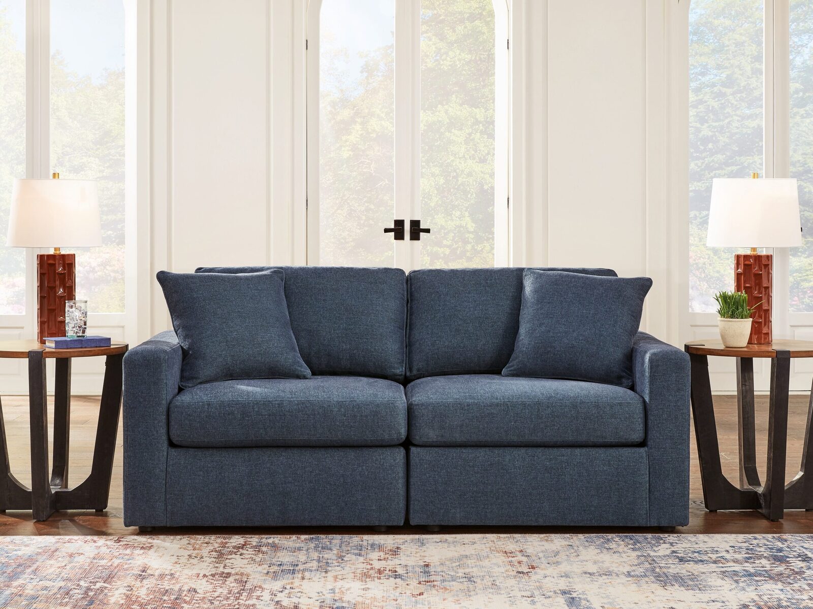 Modmax - 2-Piece Sectional Loveseat - Fabric - Ink - Image 2