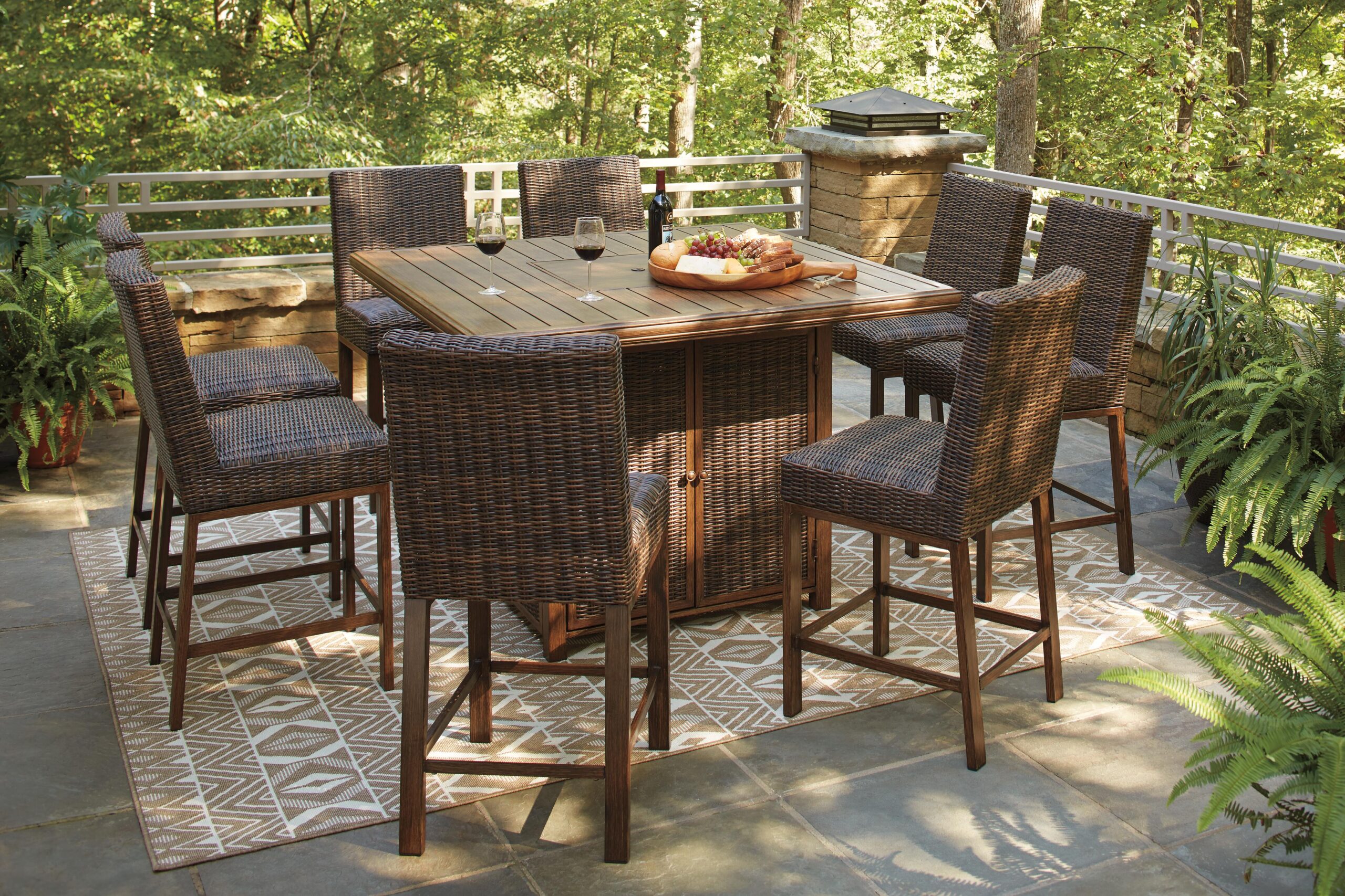 Paradise Trail - Square Bar Table w/Fire Pit - Medium Brown - Image 12