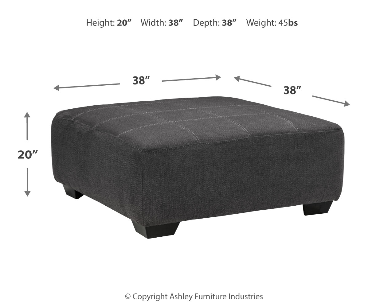 Ambee - Oversized Accent Ottoman - Slate - Image 3