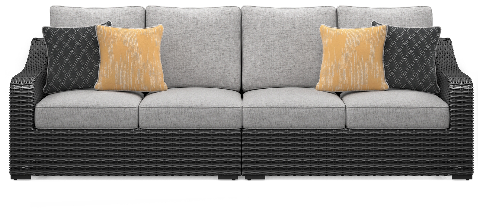 Beachcroft - 2-Piece Outdoor Loveseat with Cushion - Black / Light Gray - Image 4
