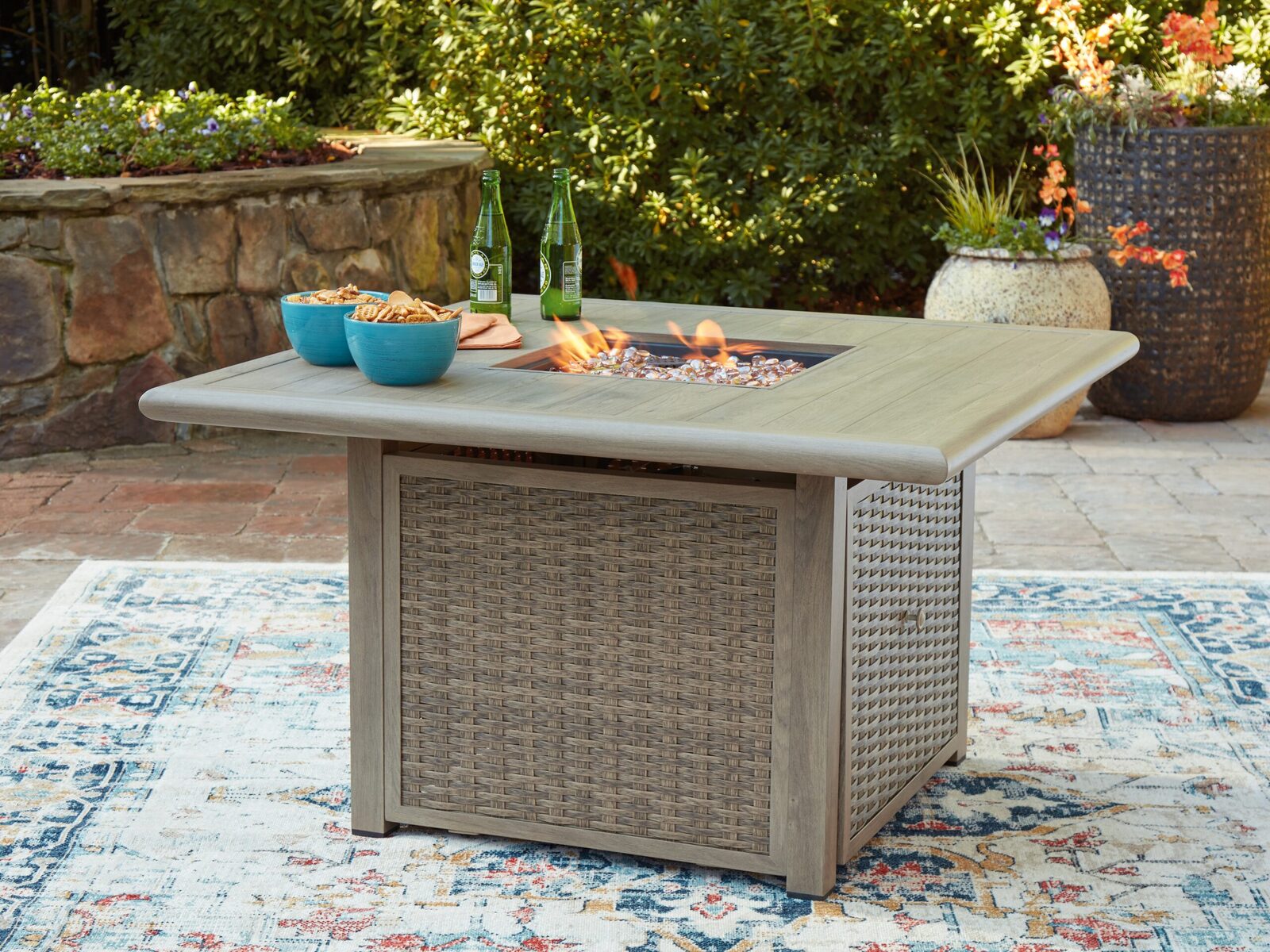 Cliff Trails - Square Fire Pit Table - Beige - Image 2