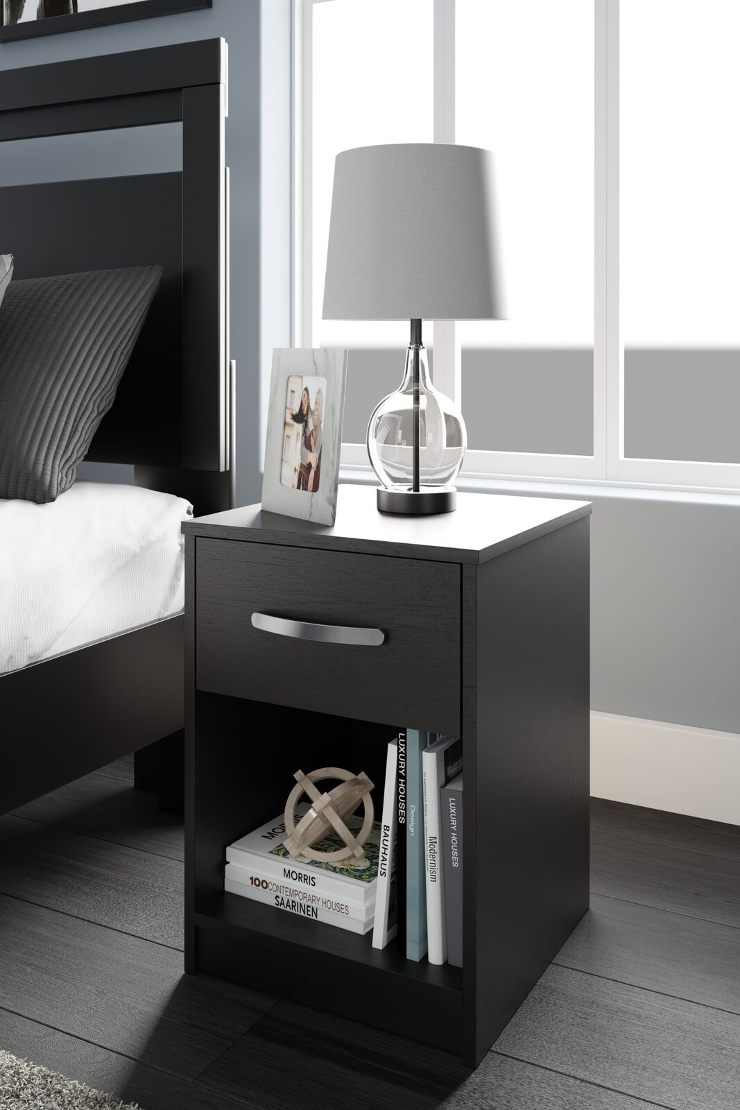 Finch - One Drawer Night Stand - 23" Height - Black - Image 2