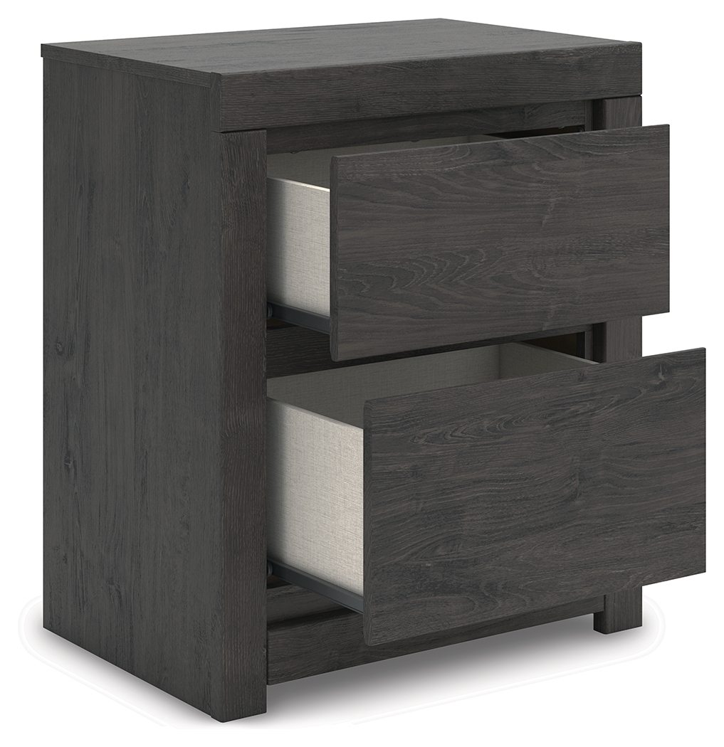 Fraluna - Two Drawer Night Stand - Charcoal - Image 4