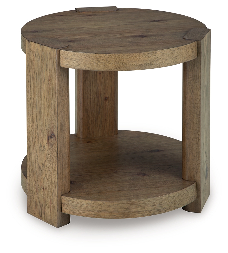 Flangren - Round End Table - Light Brown - Image 4