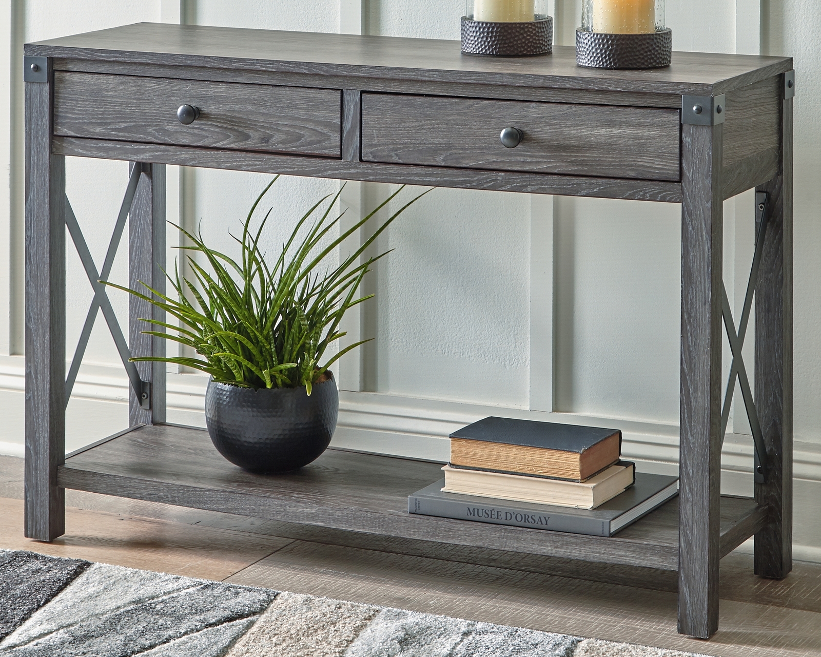 Freedan - Console Sofa Table - Grayish Brown - Image 2