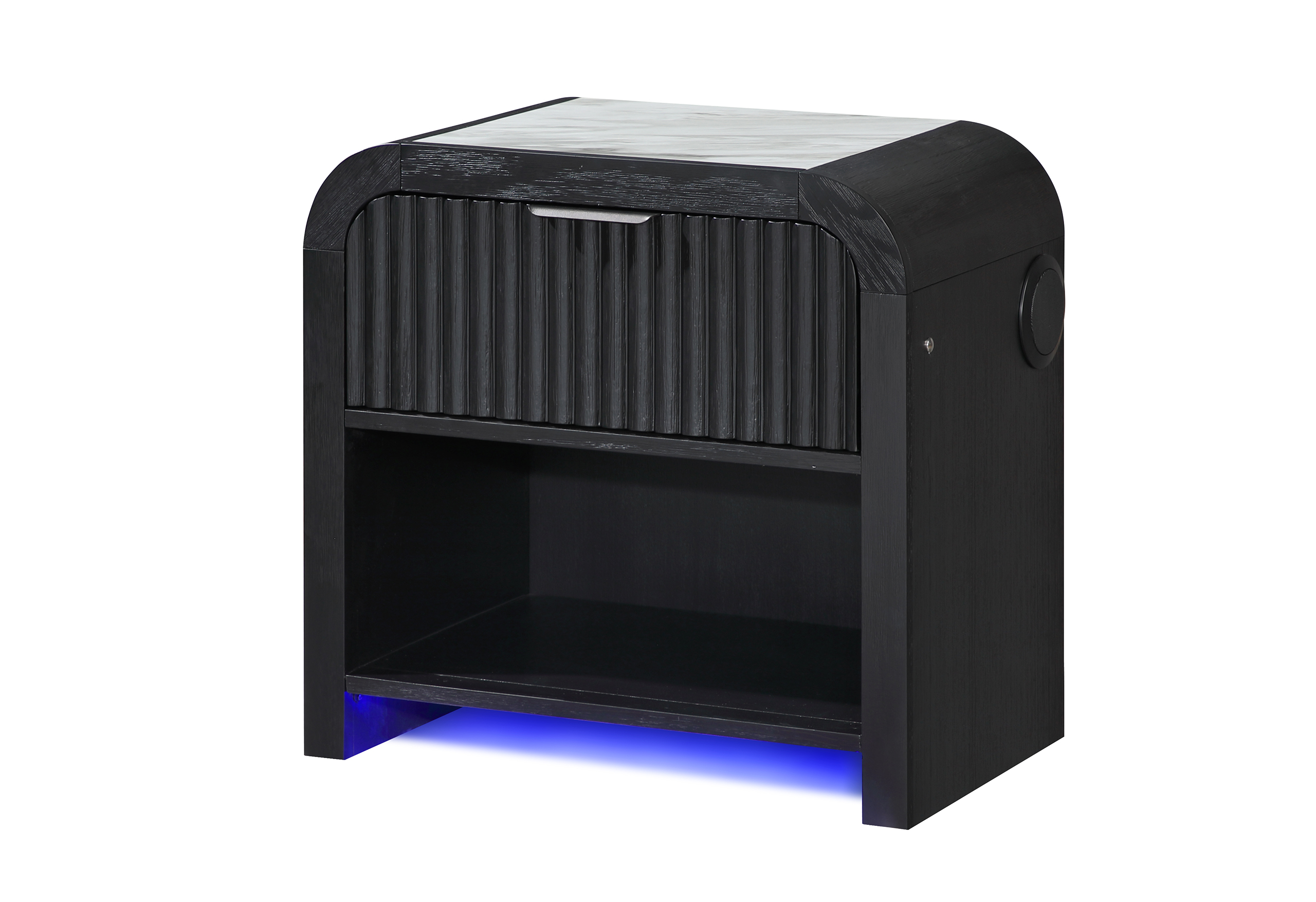 Beckett - Nightstand With LED, Cooler And Speaker - Black / White - Image 4