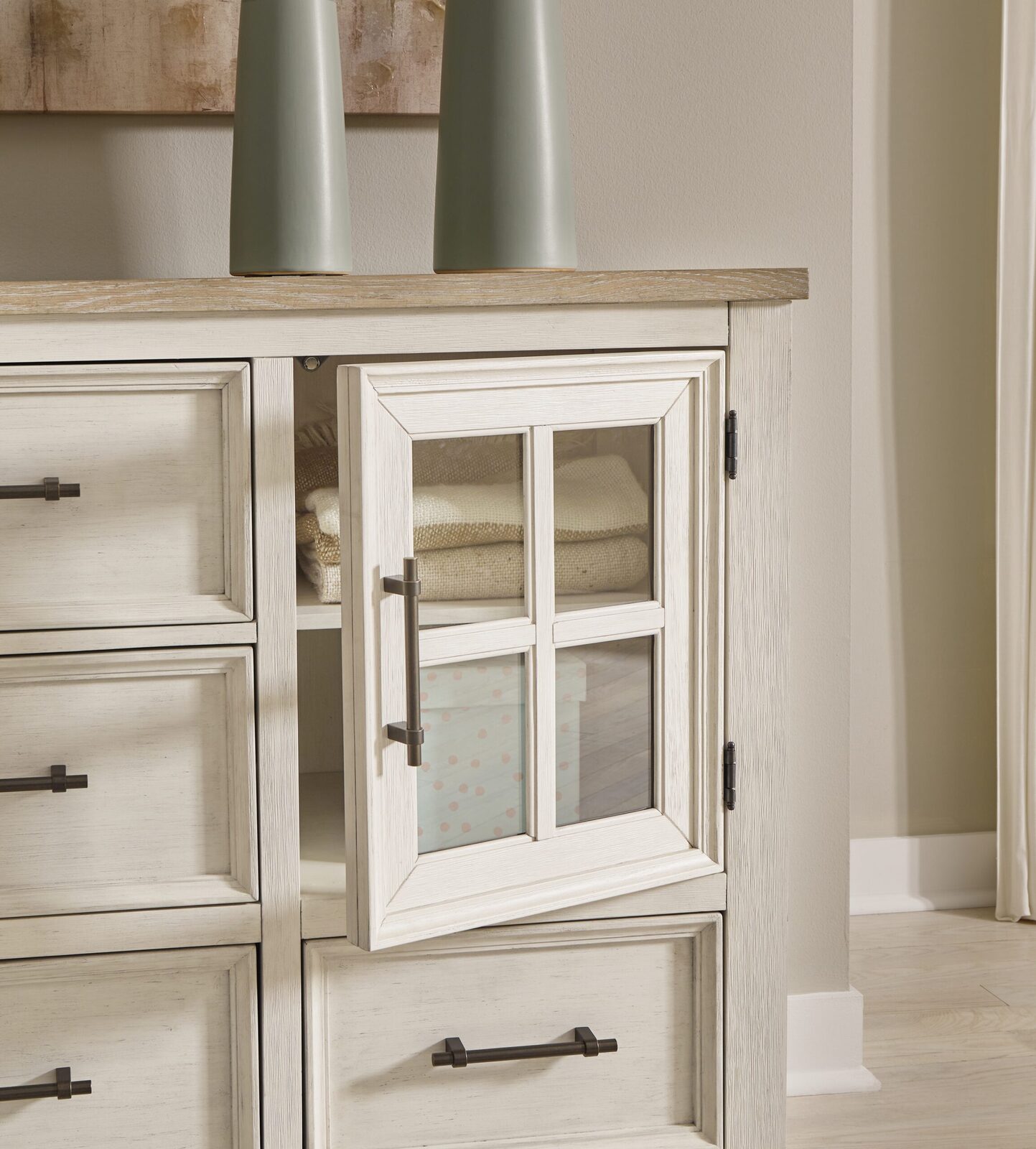 Shaybrock - Dresser And Mirror - Antique White / Brown - Image 5