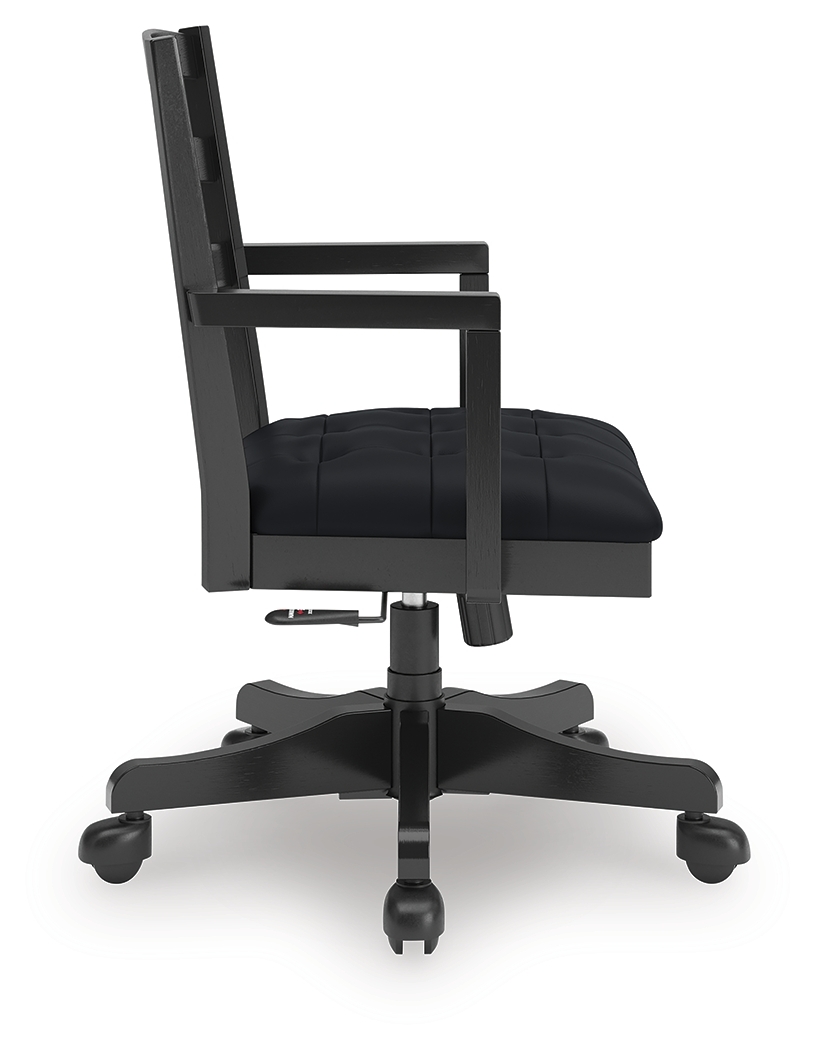 Wildenauer - 4 Pc. - Home Office Desk And Return, Swivel Desk Chair, Bookcase - Brown / Black - Image 8