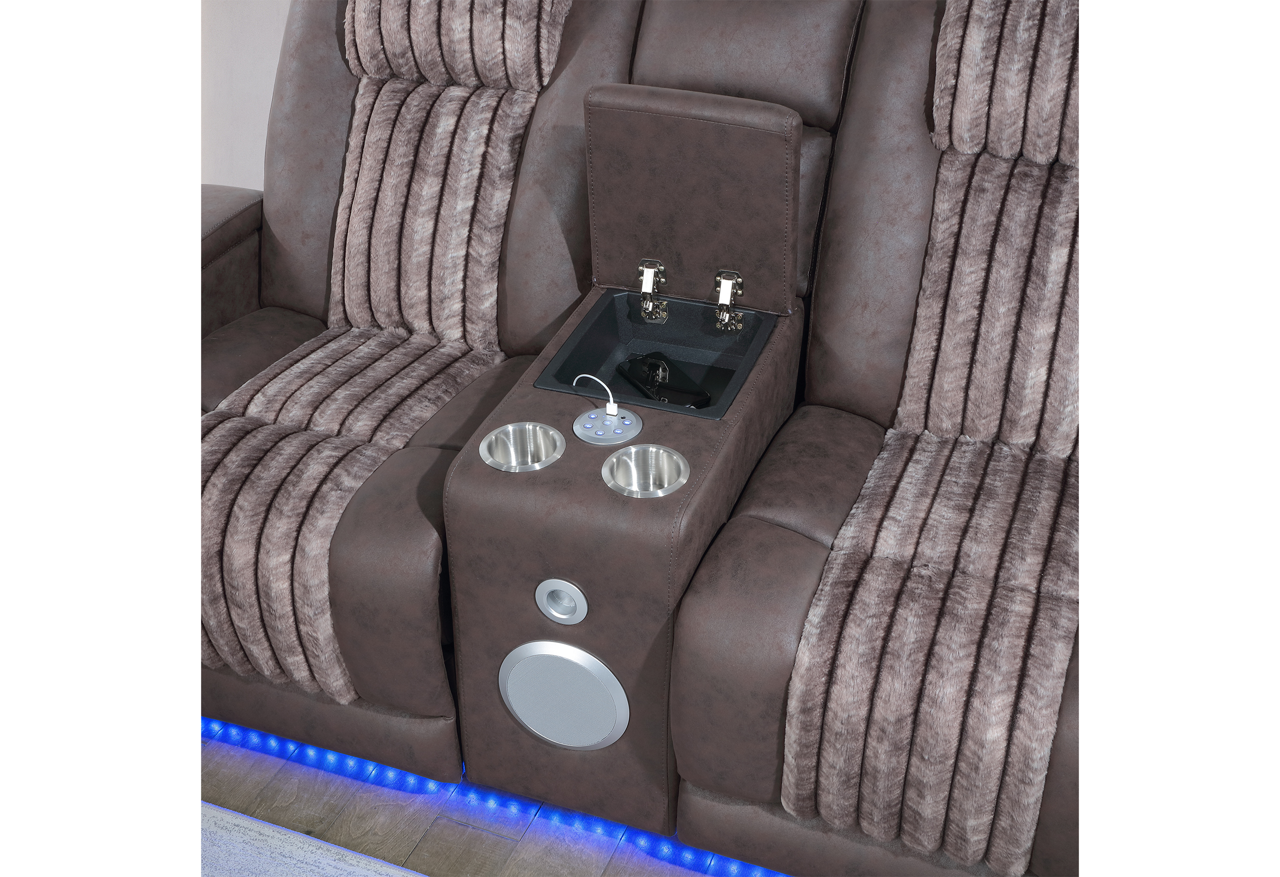 U8000 - Power Reclining Loveseat With Console, Power Headrest, LED Light, Bluetooth Speaker - Image 6