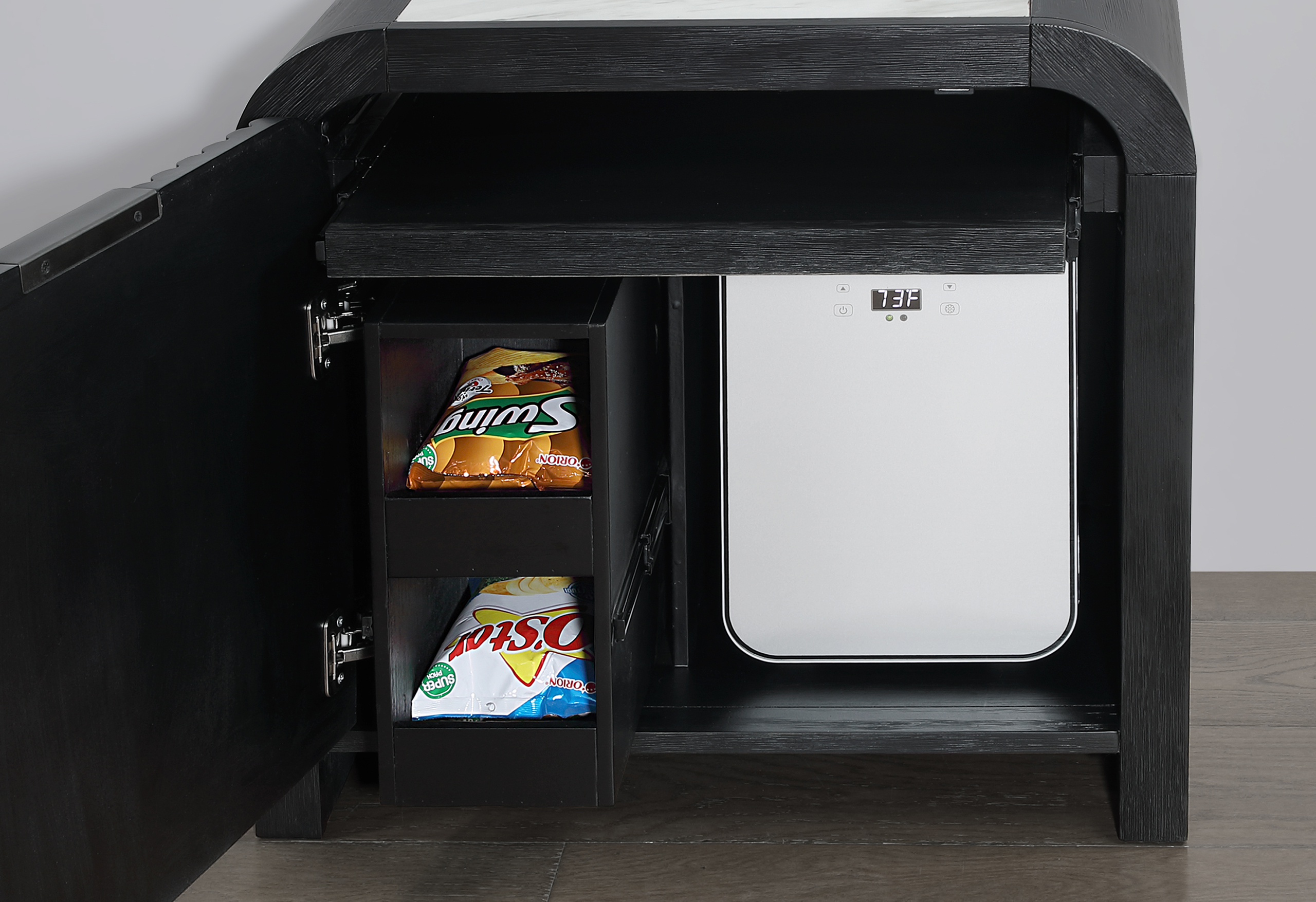 Beckett - Nightstand With LED, Cooler And Speaker - Black / White - Image 6