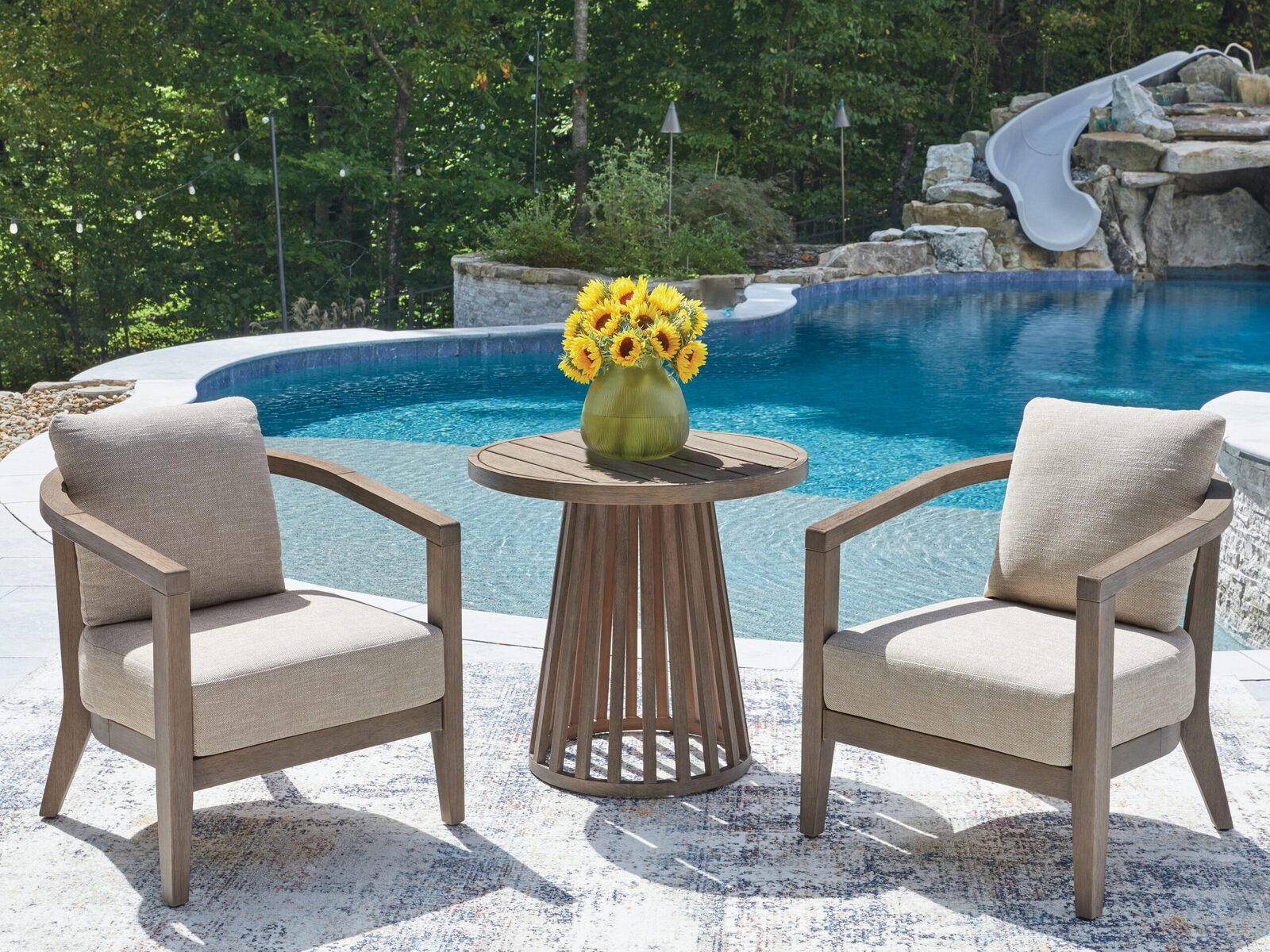 Joy Lagoon - Outdoor Chairs With Cushions/Table (Set of 3) - Beige - Image 2