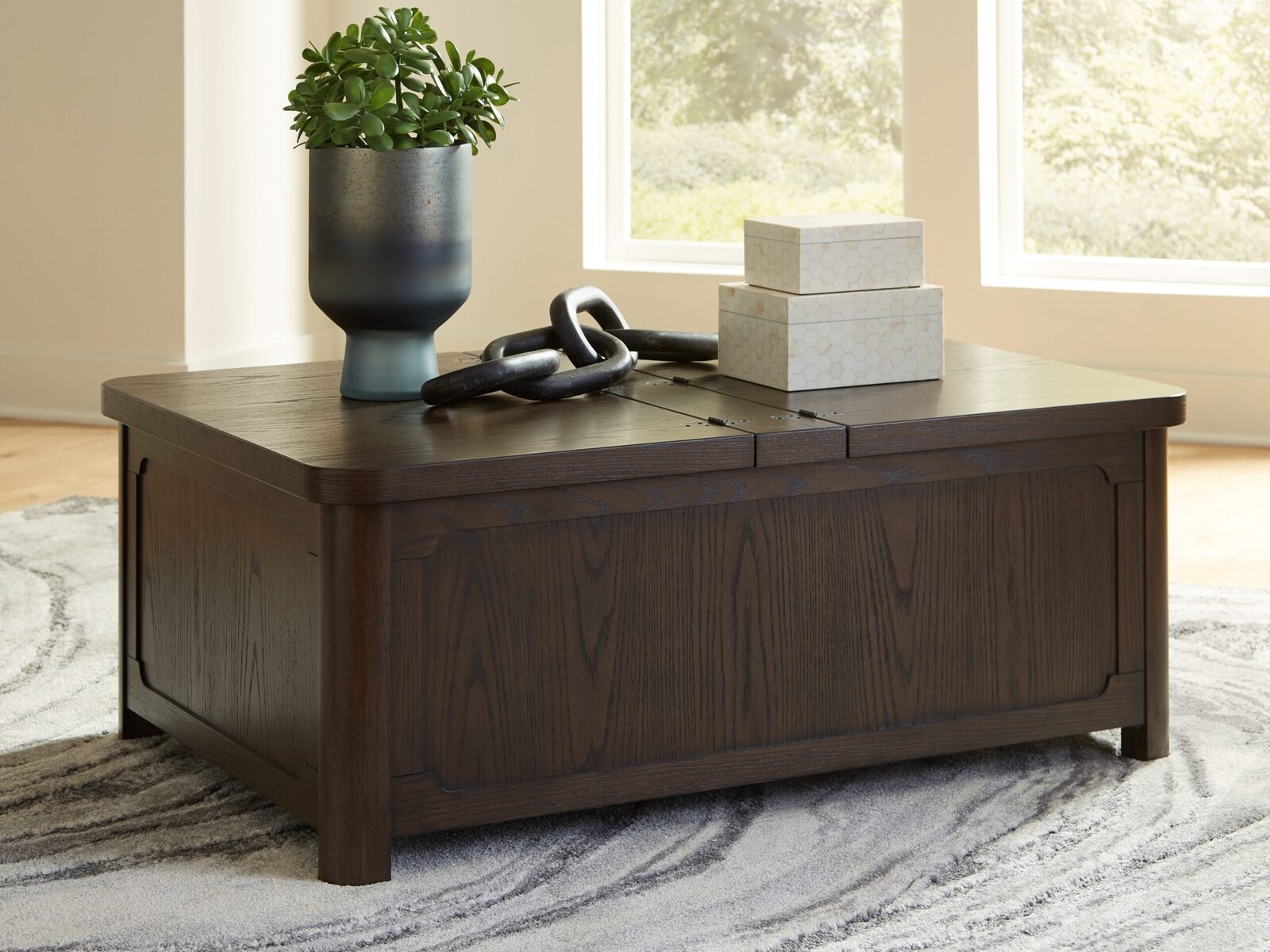 Breckington - Cocktail Table With Storage - Dark Brown - Image 2