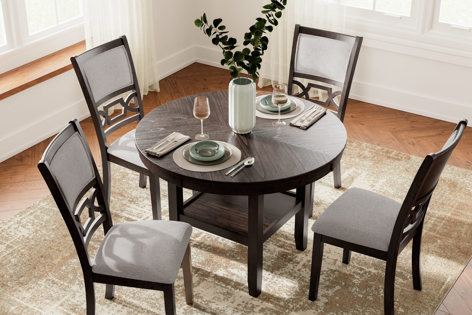 Langwest - Dining Room Table Set (Set of 5) - Brown - Image 5