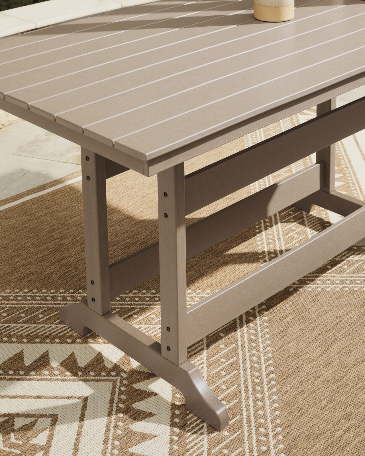 Seacliff Beach - Rectangular Counter Height Dining Table With Umbrella Option - Medium Brown - Image 5