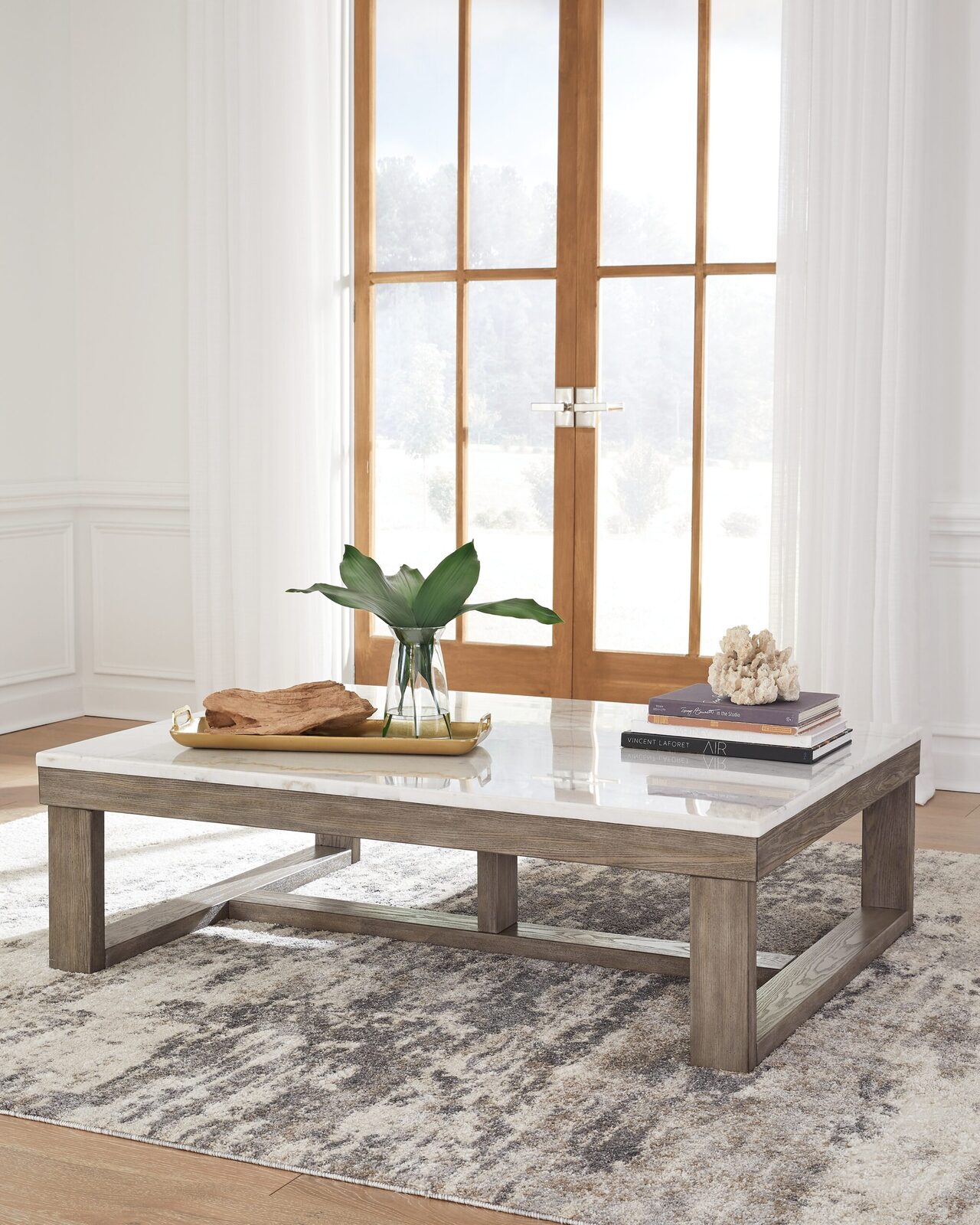 Loyaska - Rectangular Cocktail Table - Brown / Ivory - Image 2