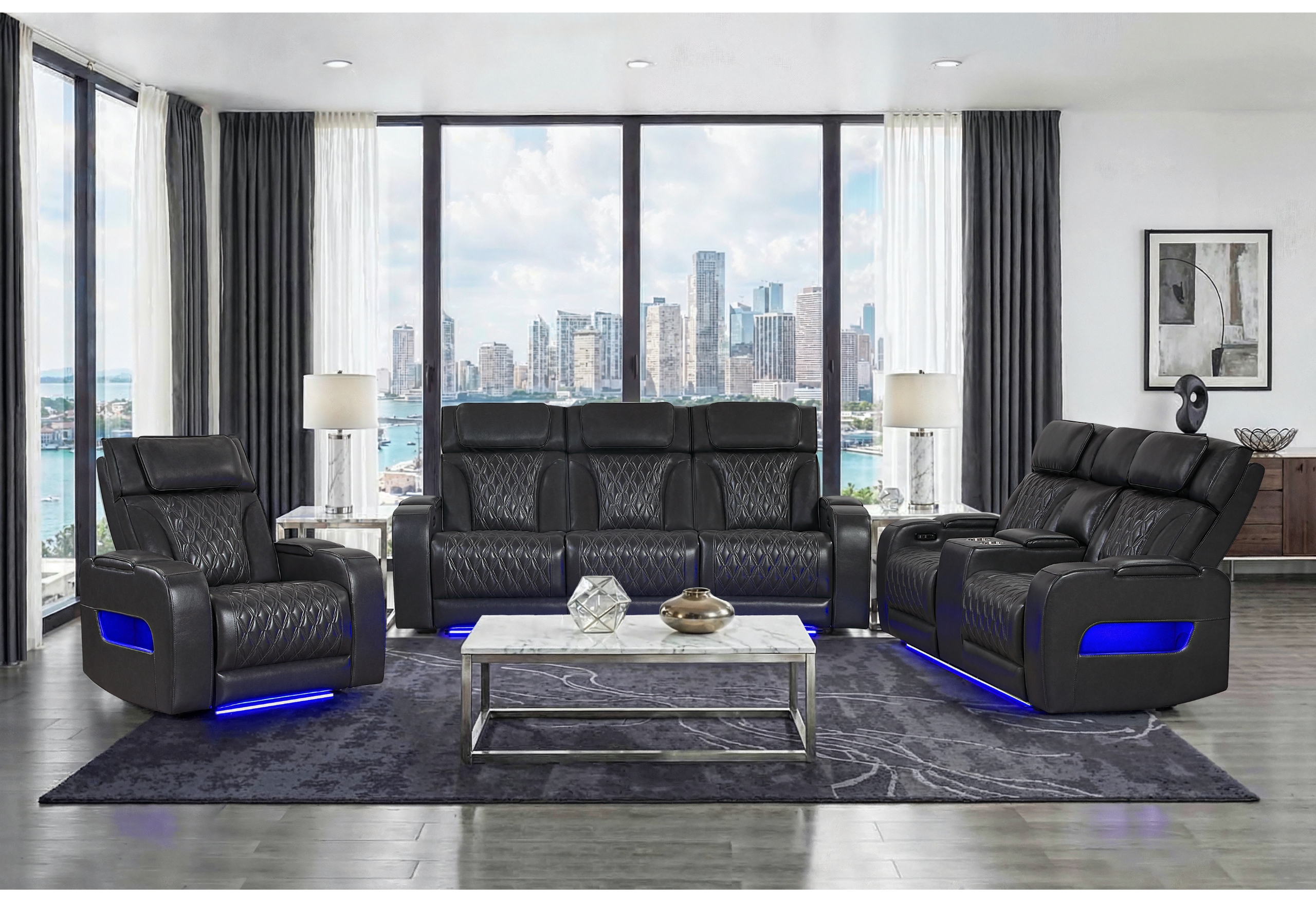 U8611 - Power Reclining Sofa With Power Headrest And LED - Image 5