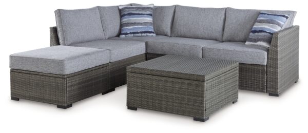 Petal Road - Loveseat Sectional, Ottoman, Table Set (Set of 4) - Gray