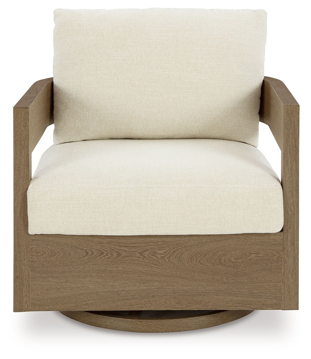 Serene Bay - Swivel Glider Chair With Cushion - Dark Brown / White - Image 4