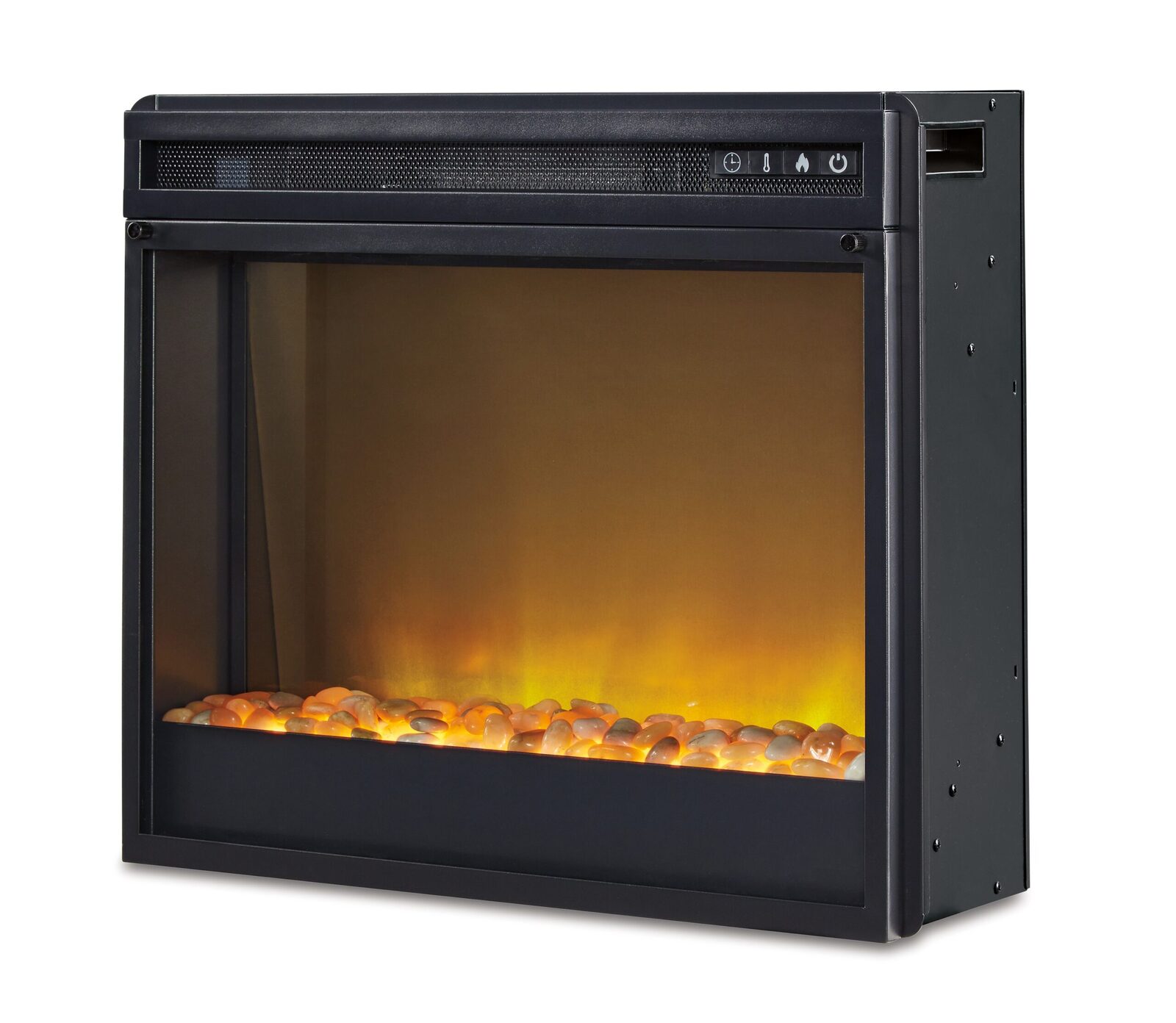 Entertainment Accessories - Fireplace Insert Glass/Stone - Black - Image 8