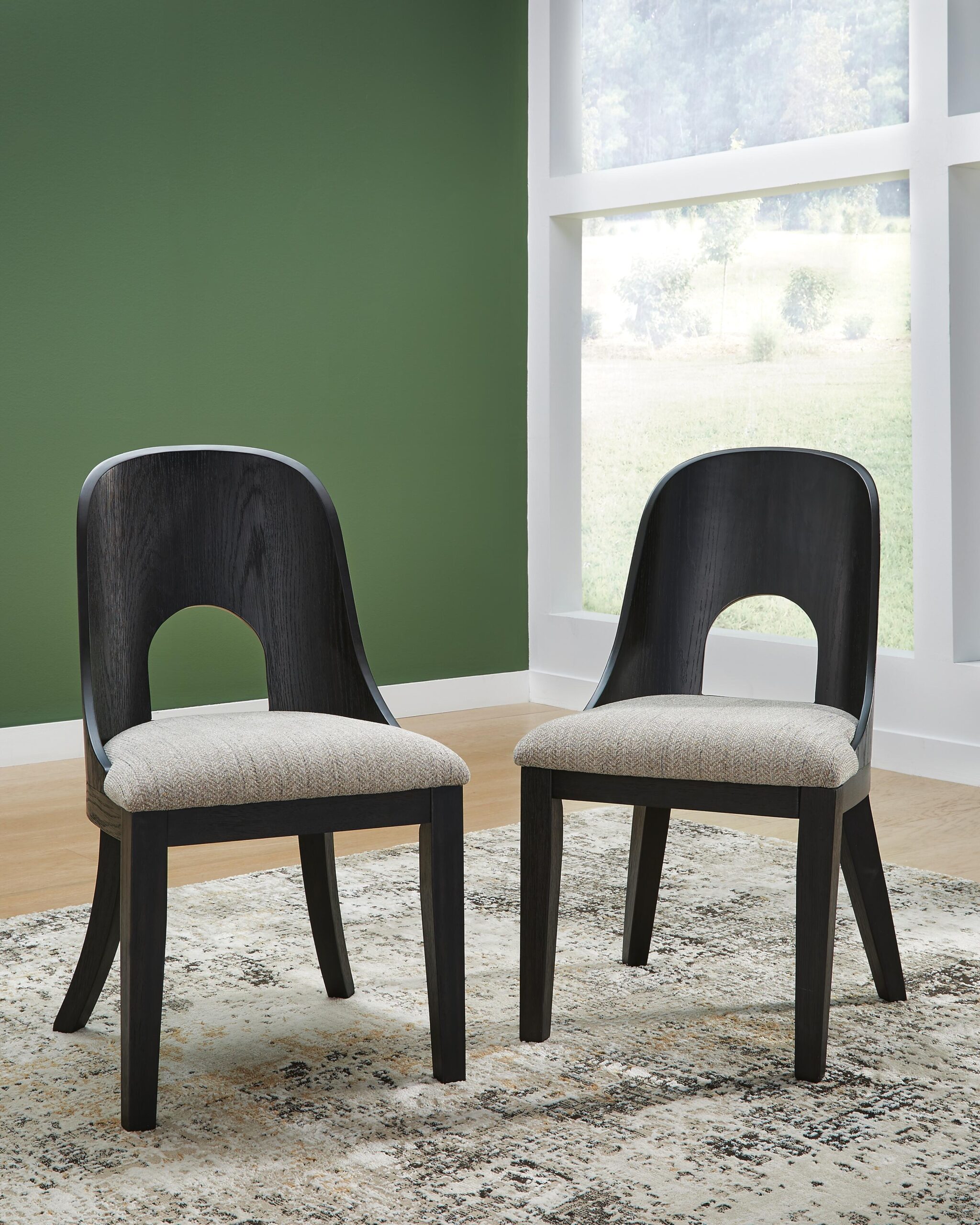 Rowanbeck - Dining Upholstered Side Chair (Set of 2) - Gray / Black - Image 2