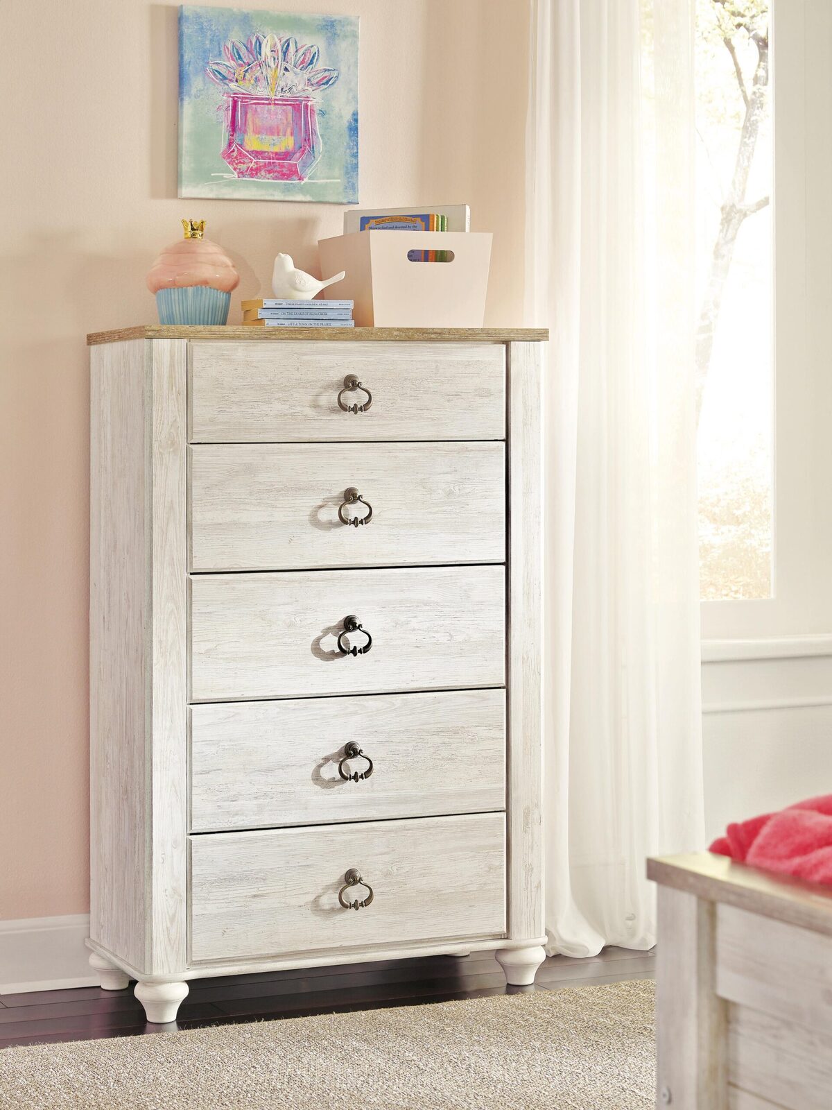 Willowton - Five Drawer Chest - Brown / Beige / White - Image 7