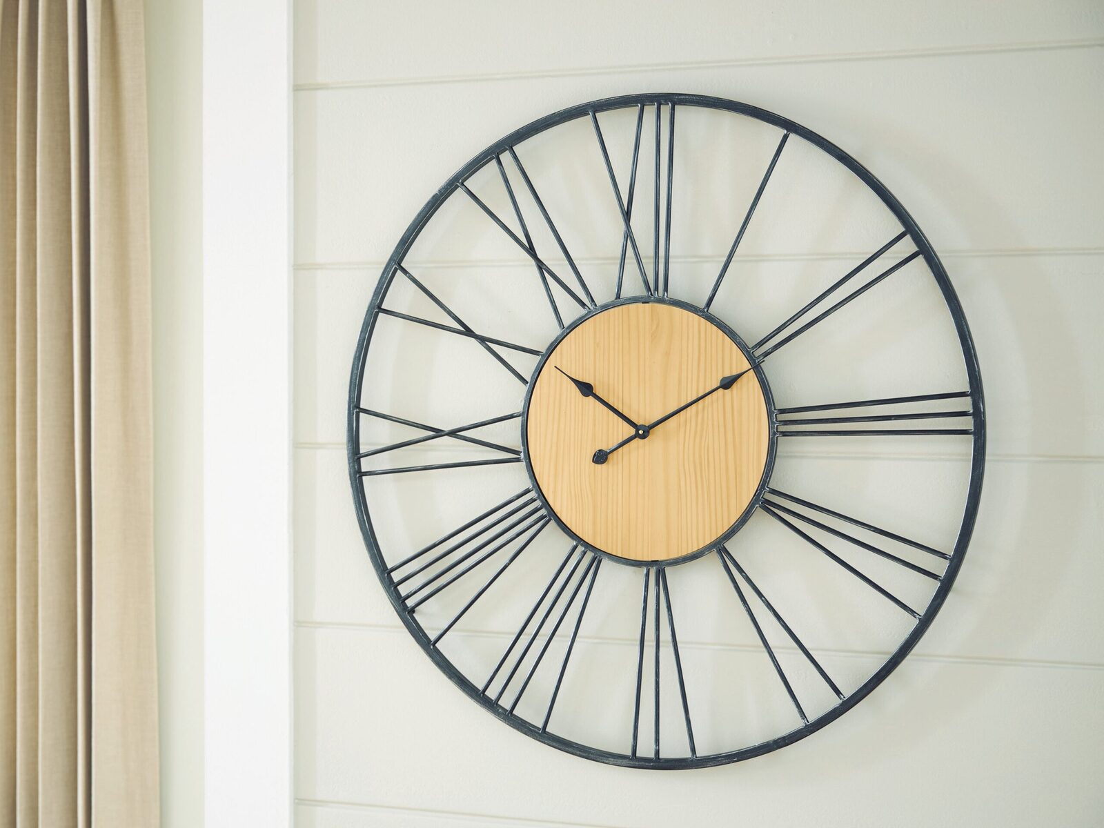 Brockett - Wall Clock - Black / Natural - Image 2
