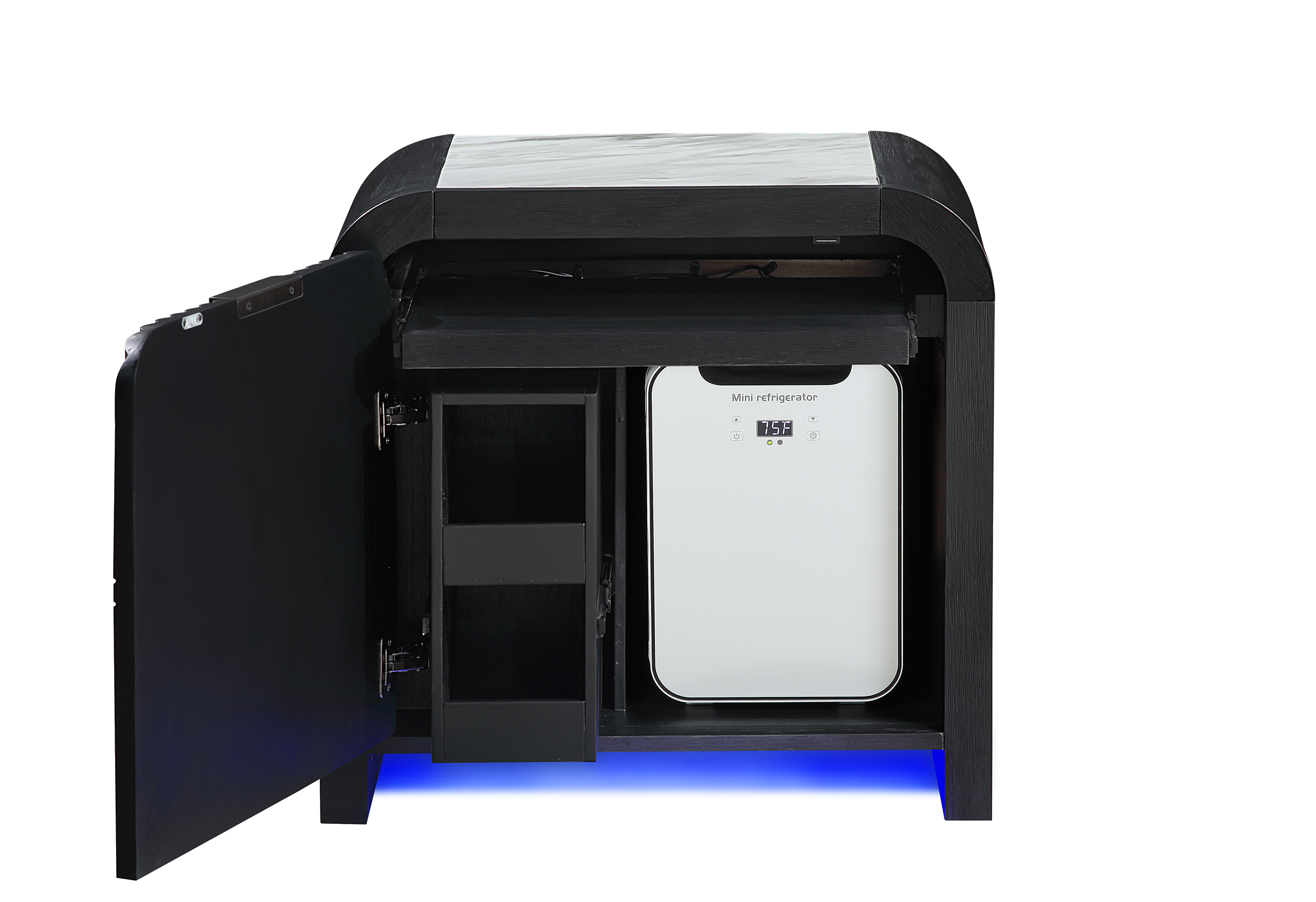 Beckett - Nightstand With LED, Cooler And Speaker - Black / White - Image 3