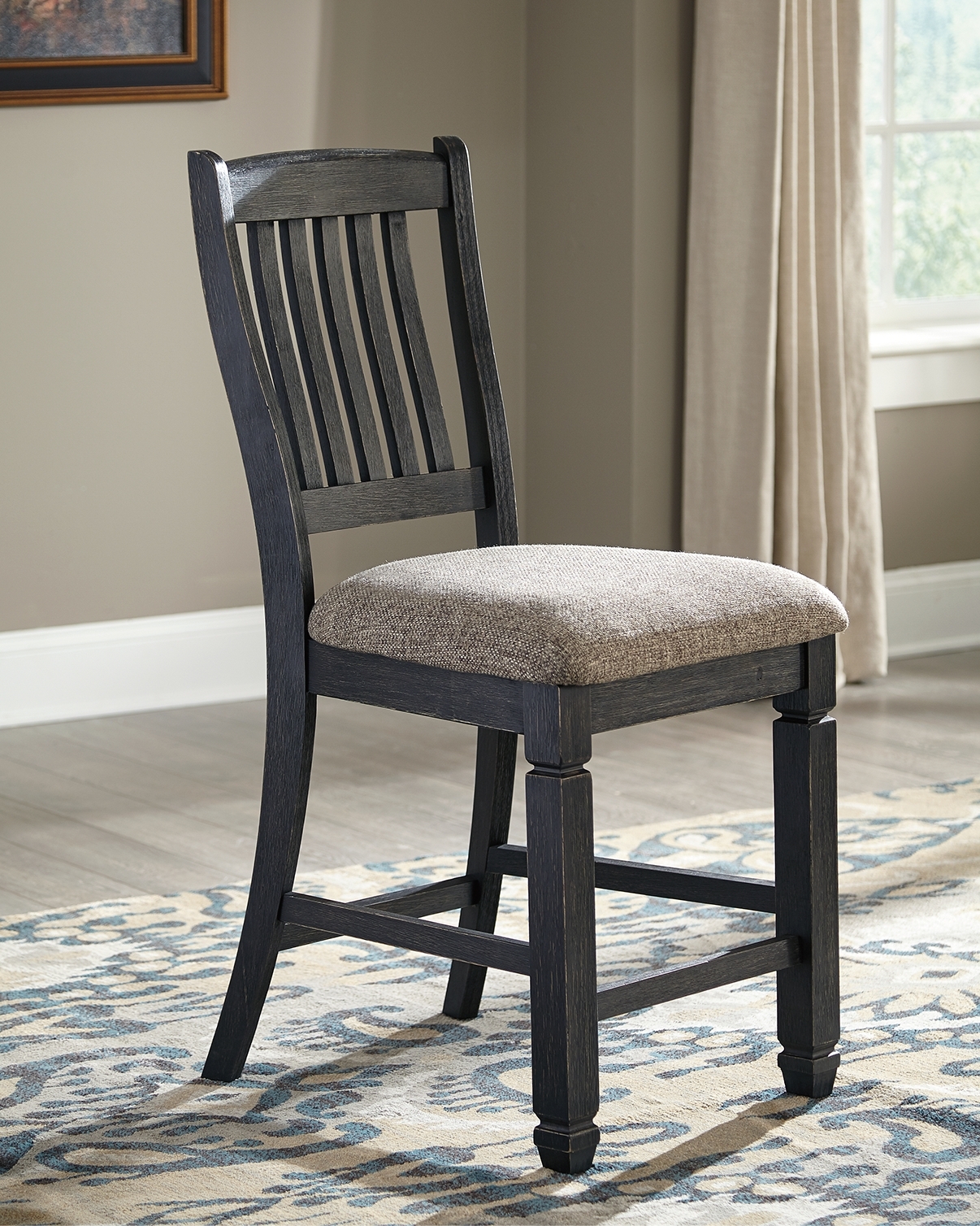 Tyler Creek - Upholstered Barstool (Set of 2) - Black / Grayish Brown - Image 2