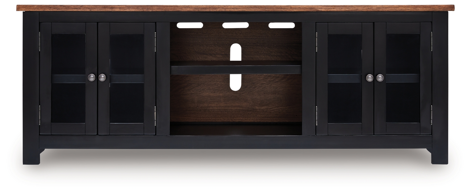 Wildenauer - XL TV Stand With Fireplace Option - Brown / Black - Image 4