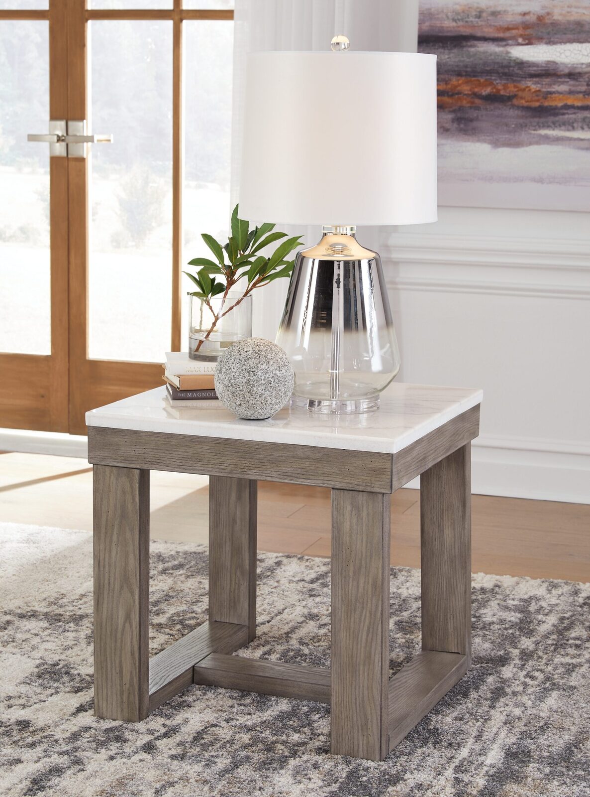 Loyaska - Square End Table - Brown / Ivory - Image 2