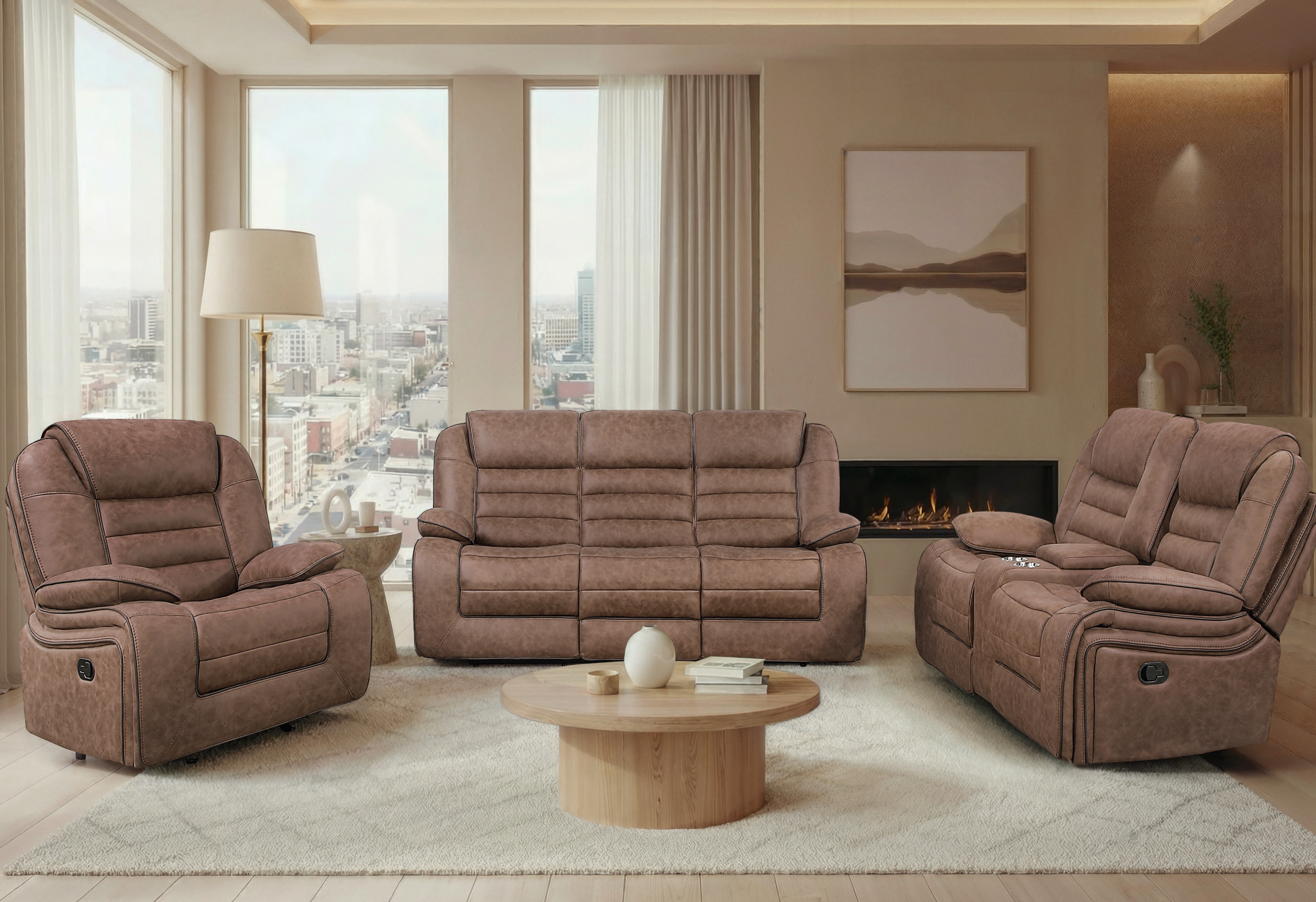 U2250 - Console Reclining Loveseat - Brown - Image 4