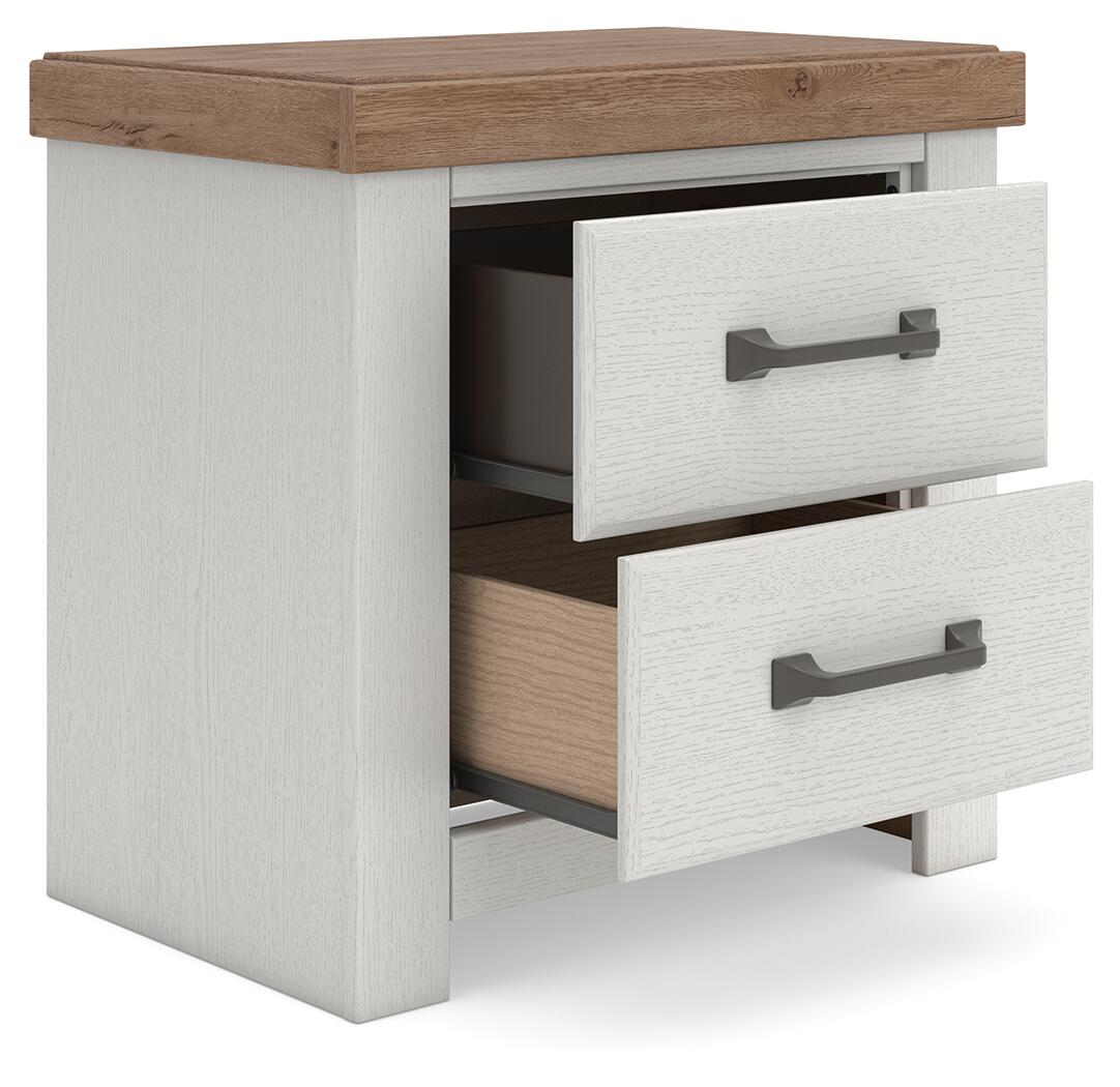 Savonport - Two Drawer Night Stand - White / Brown - Image 4