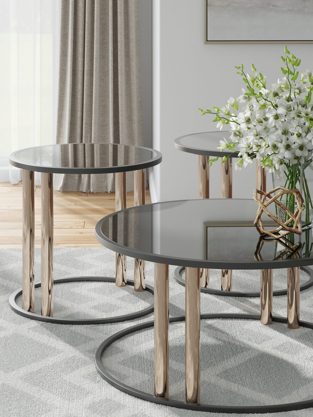 Hannerly - Occasional Table Set (Set of 3) - Black / Gold Finish - Image 6