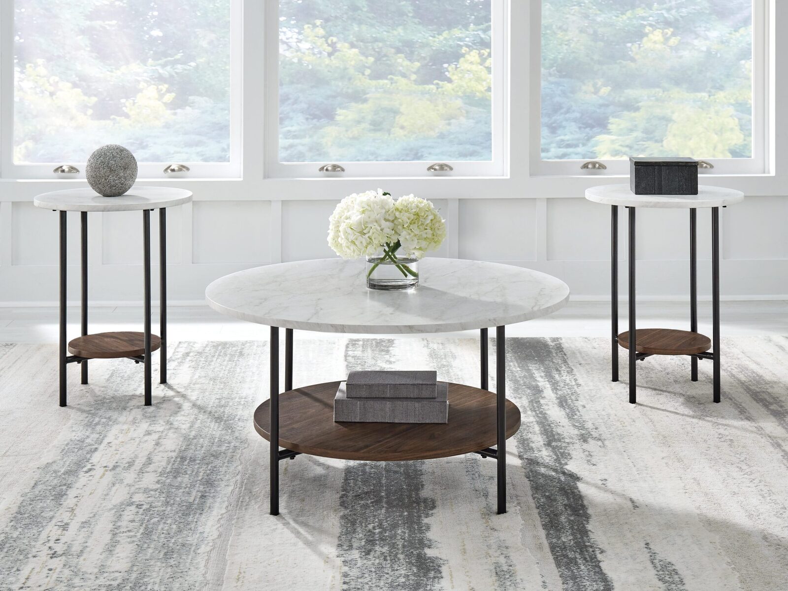Wrenwich - Occasional Table Set (Set of 3) - Brown / Black / White - Image 2