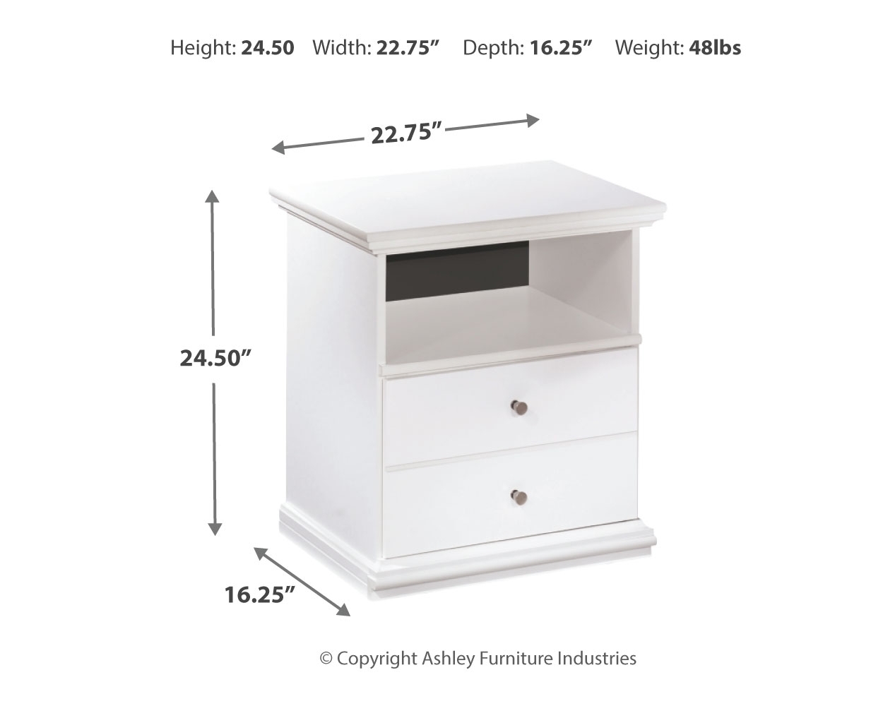 Bostwick Shoals - One Drawer Night Stand - White - Image 4