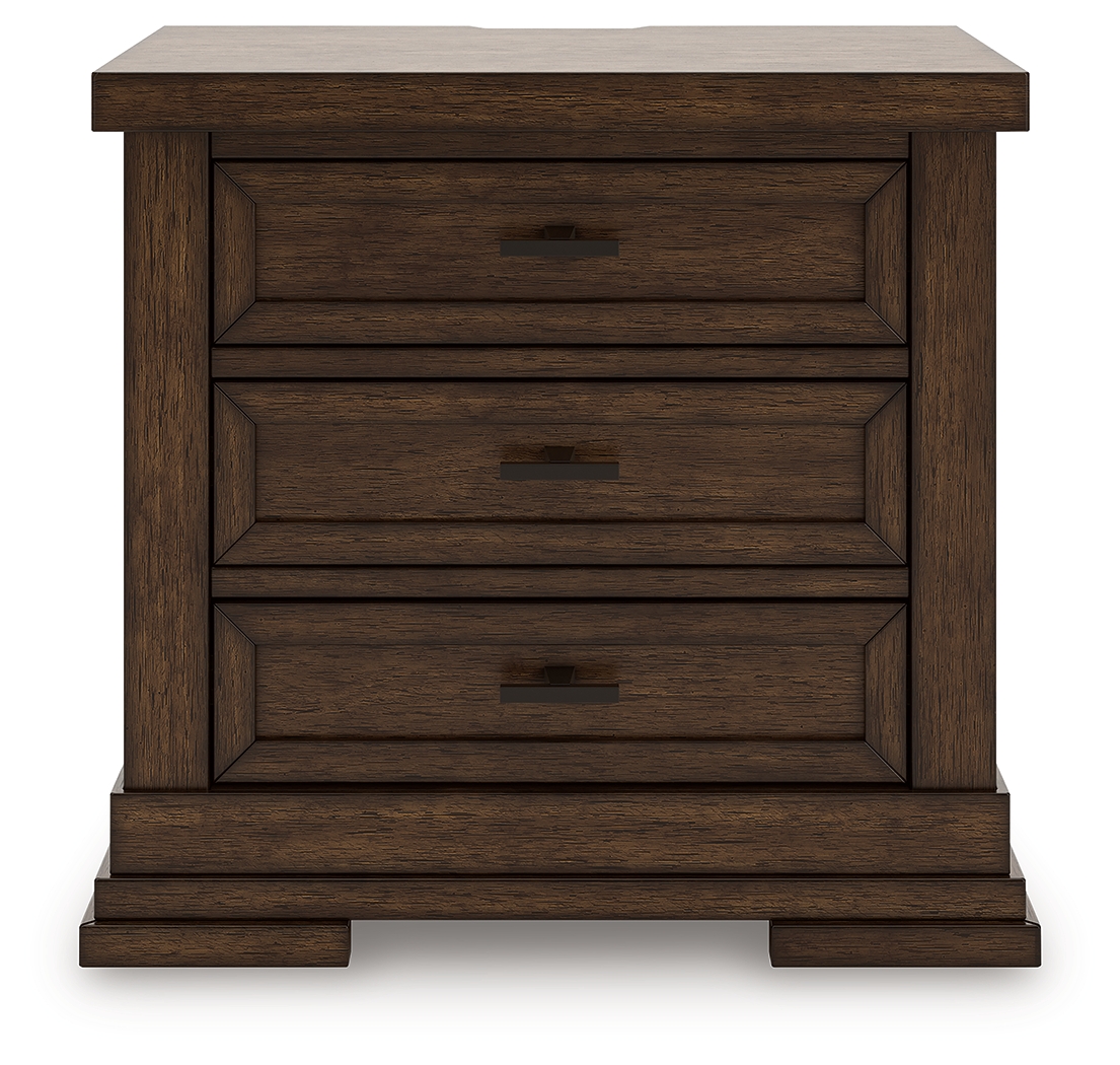 Taffenbrook - Three Drawer Night Stand - Medium Brown - Image 4