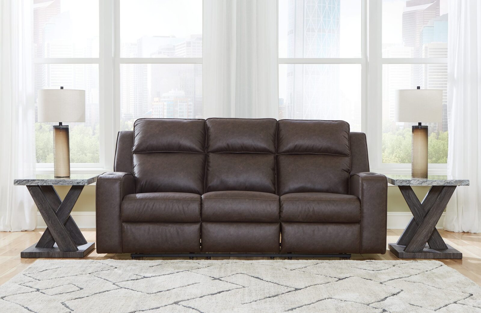 Lavenhorne - Rec Sofa W/Drop Down Table - Granite - Image 2