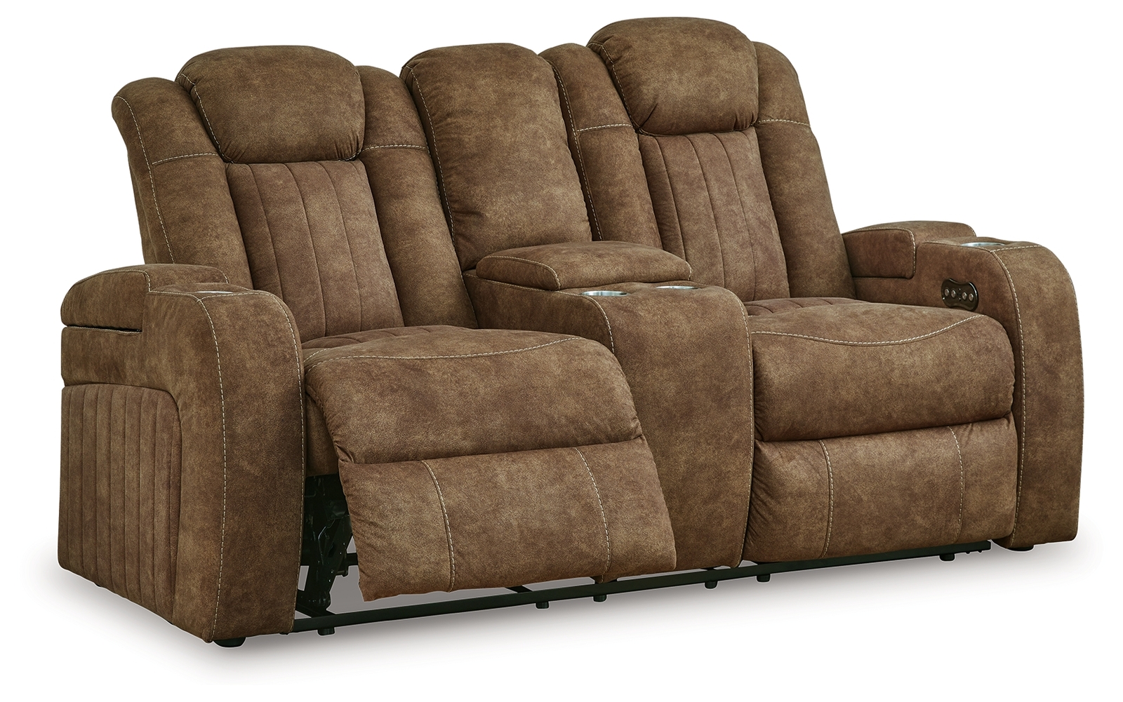Wolfridge - Power Reclining Loveseat With Console /Adj Hdrst - Brindle - Image 3