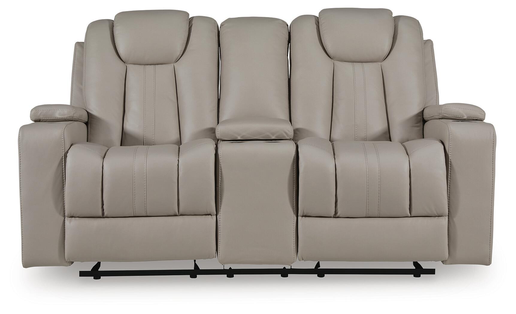 Elevate Edges - Glide Reclining Loveseat With Console - Coin - Image 4